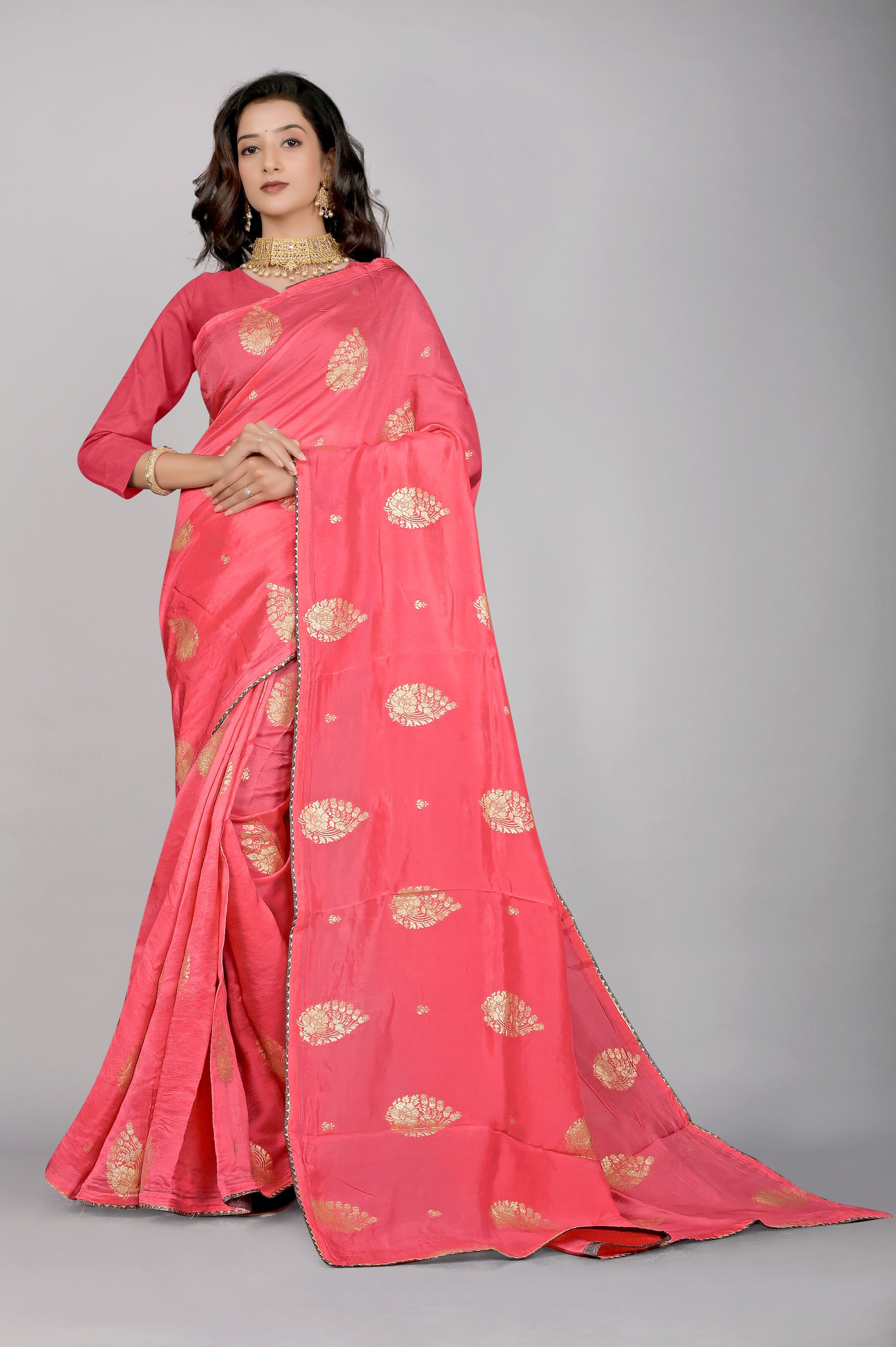 Pink Zariwork Dola Silk Saree - kajree