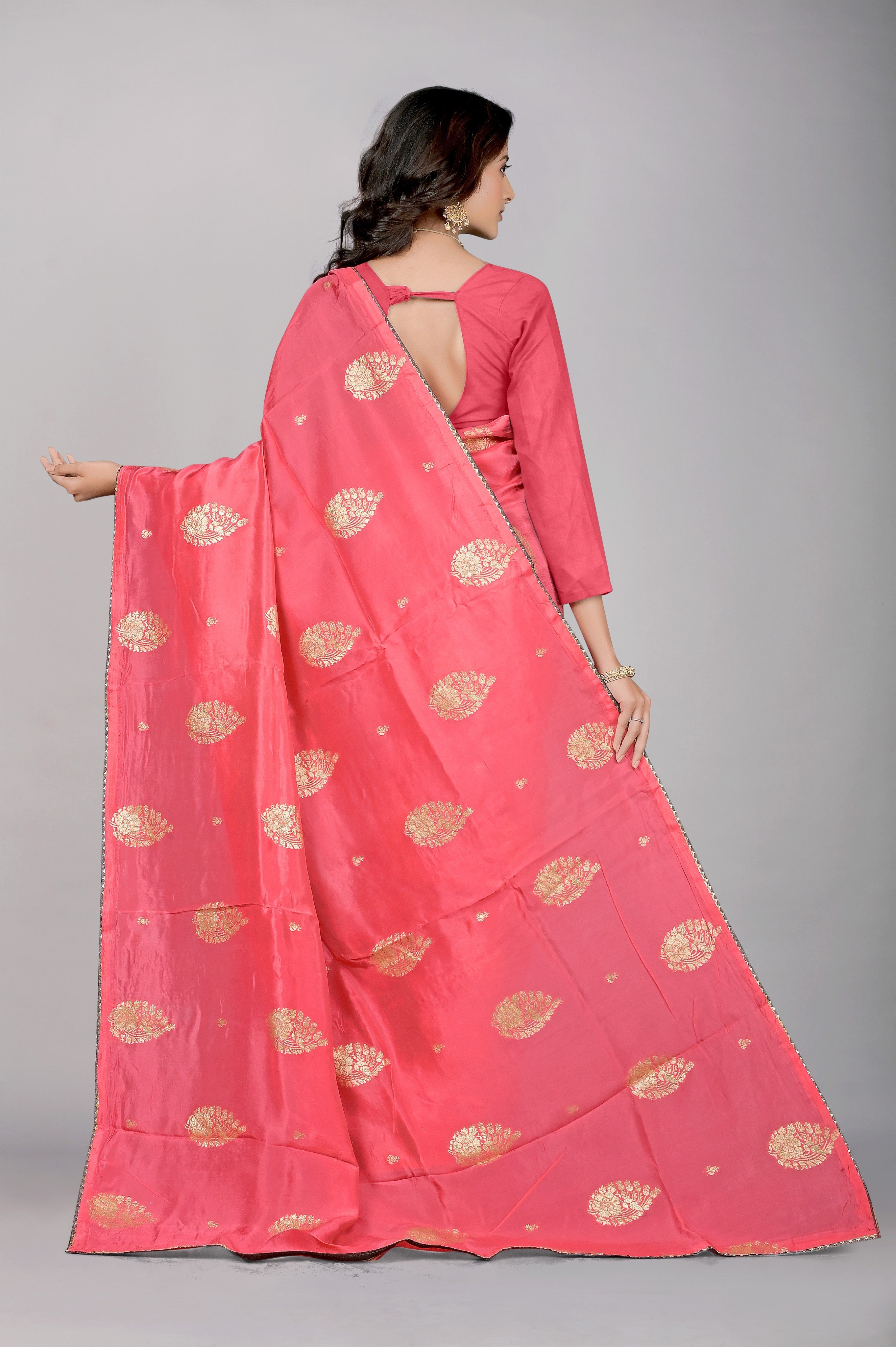 Pink Zariwork Dola Silk Saree - kajree