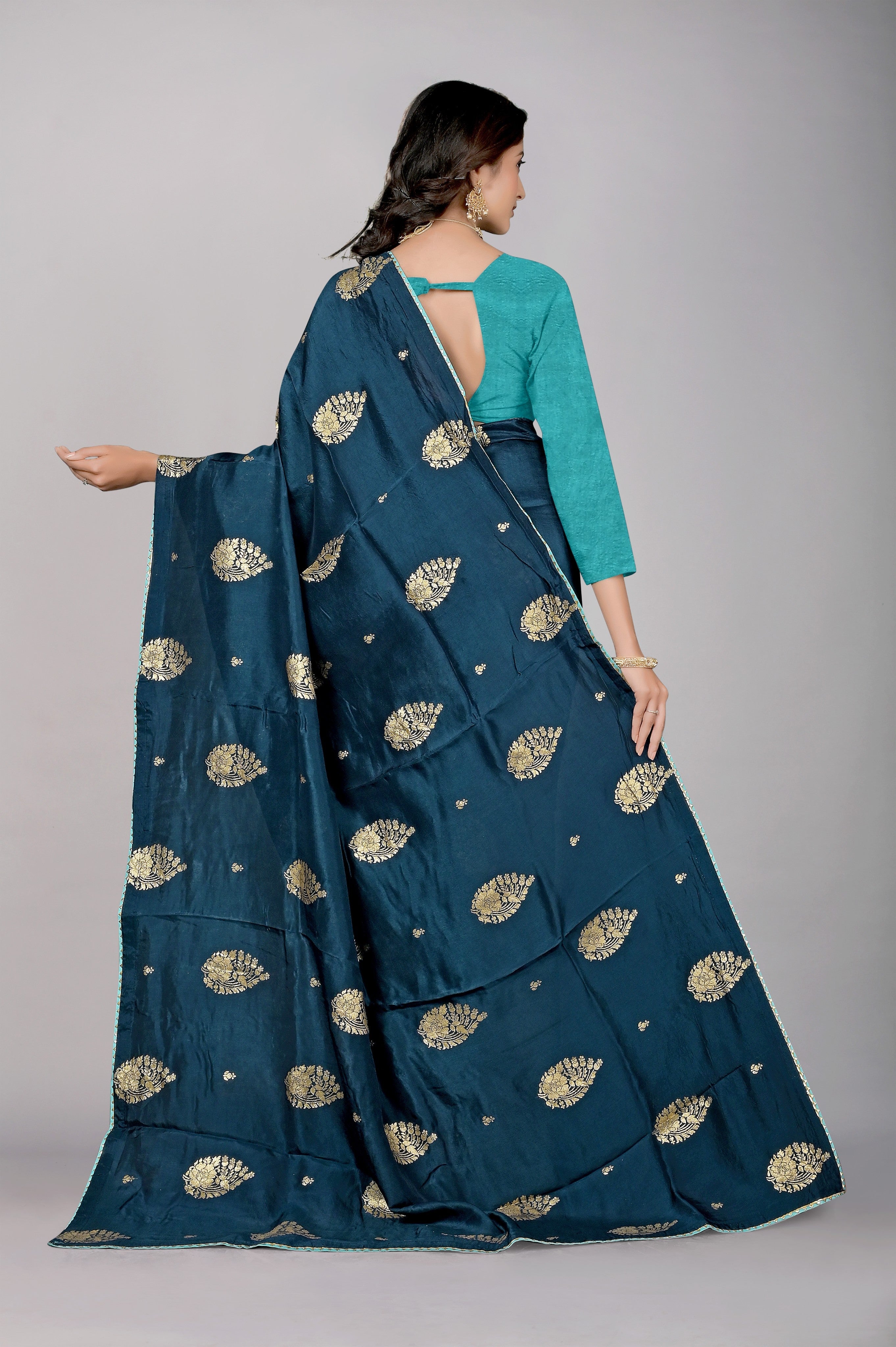 Grey Zariwork Dola Silk Saree - Kajree