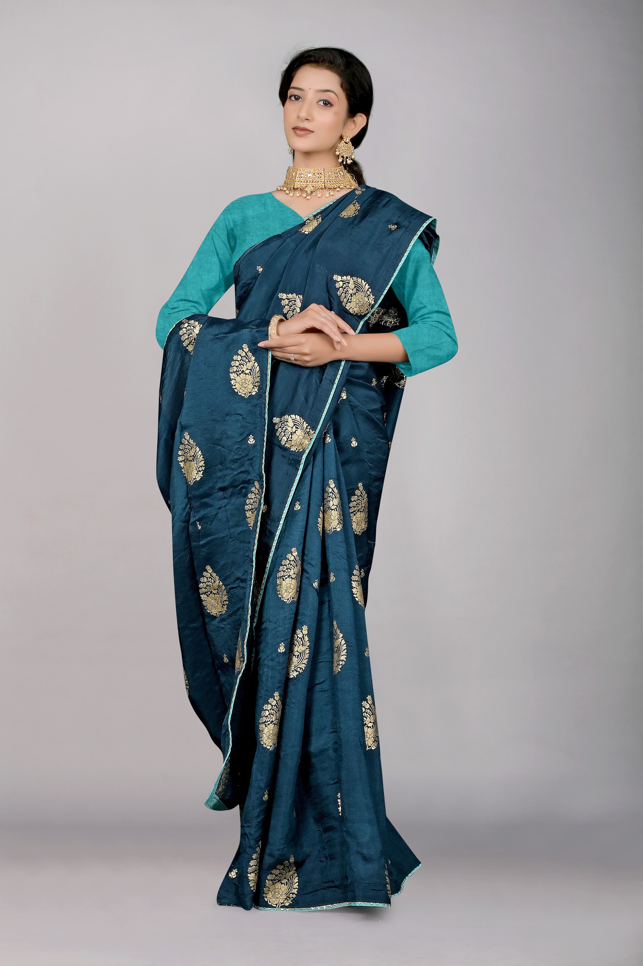 Blue Zariwork Dola silk saree - Kajree