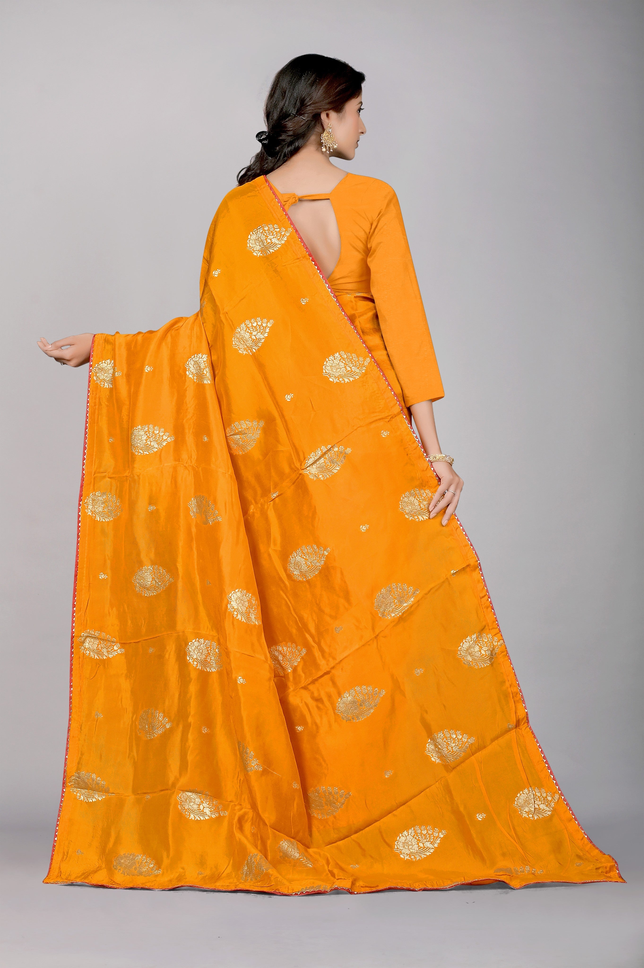 Yellow Zariwork Chiffon Saree - Kajree