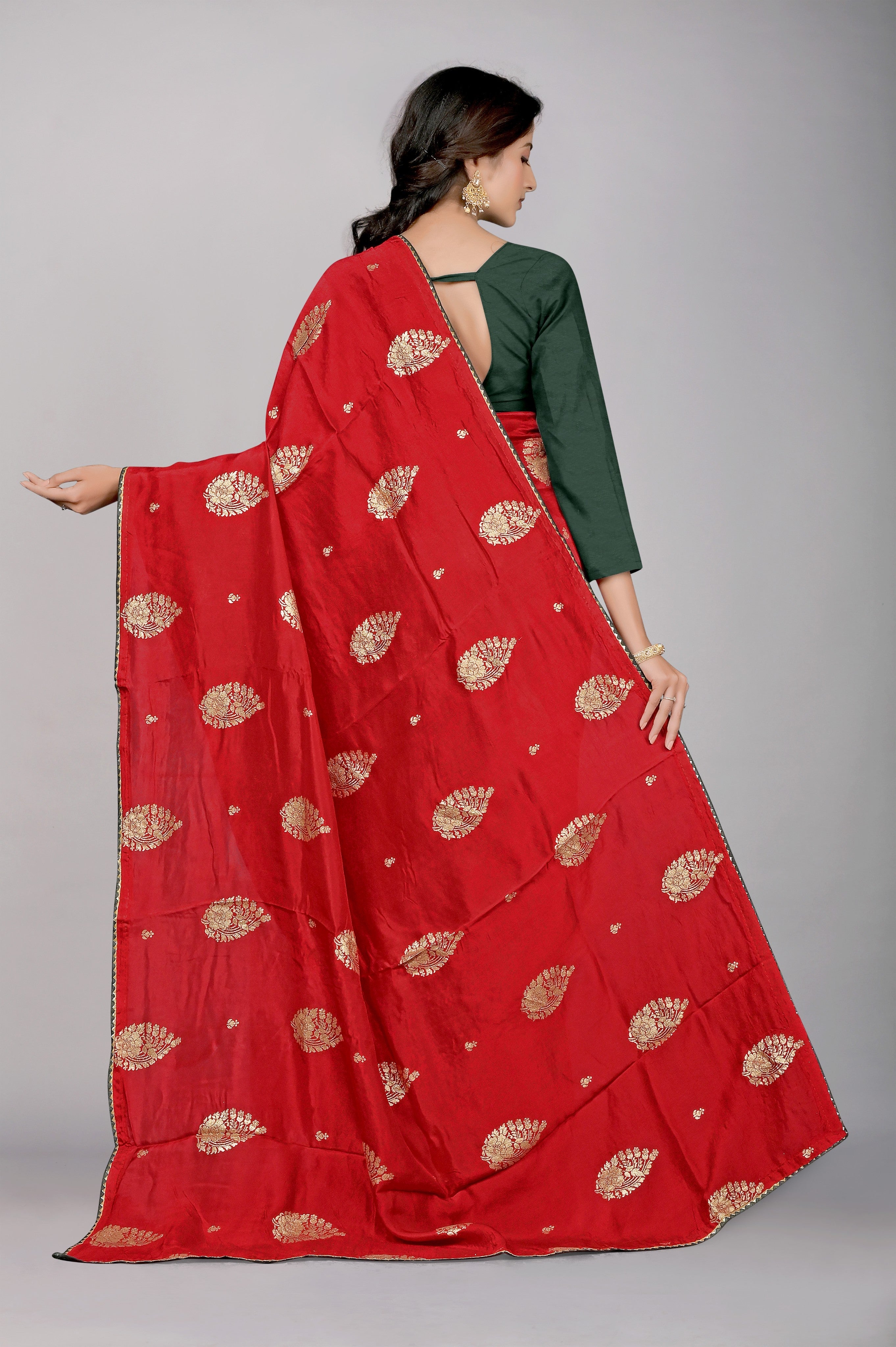 Red Zariwork Dola Silk Saree - Kajree