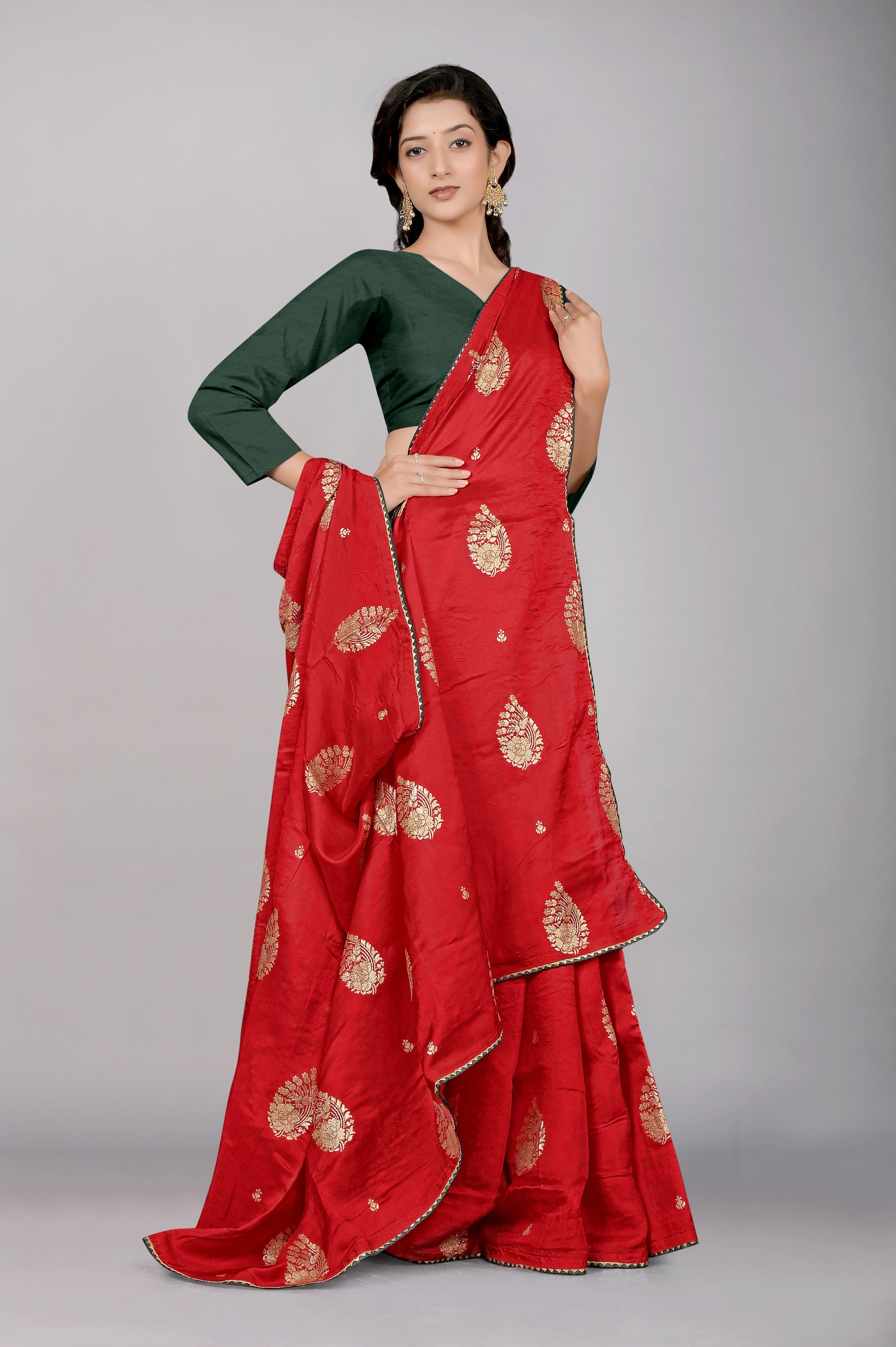 Red Zariwork Dola Silk  Saree - Kajree