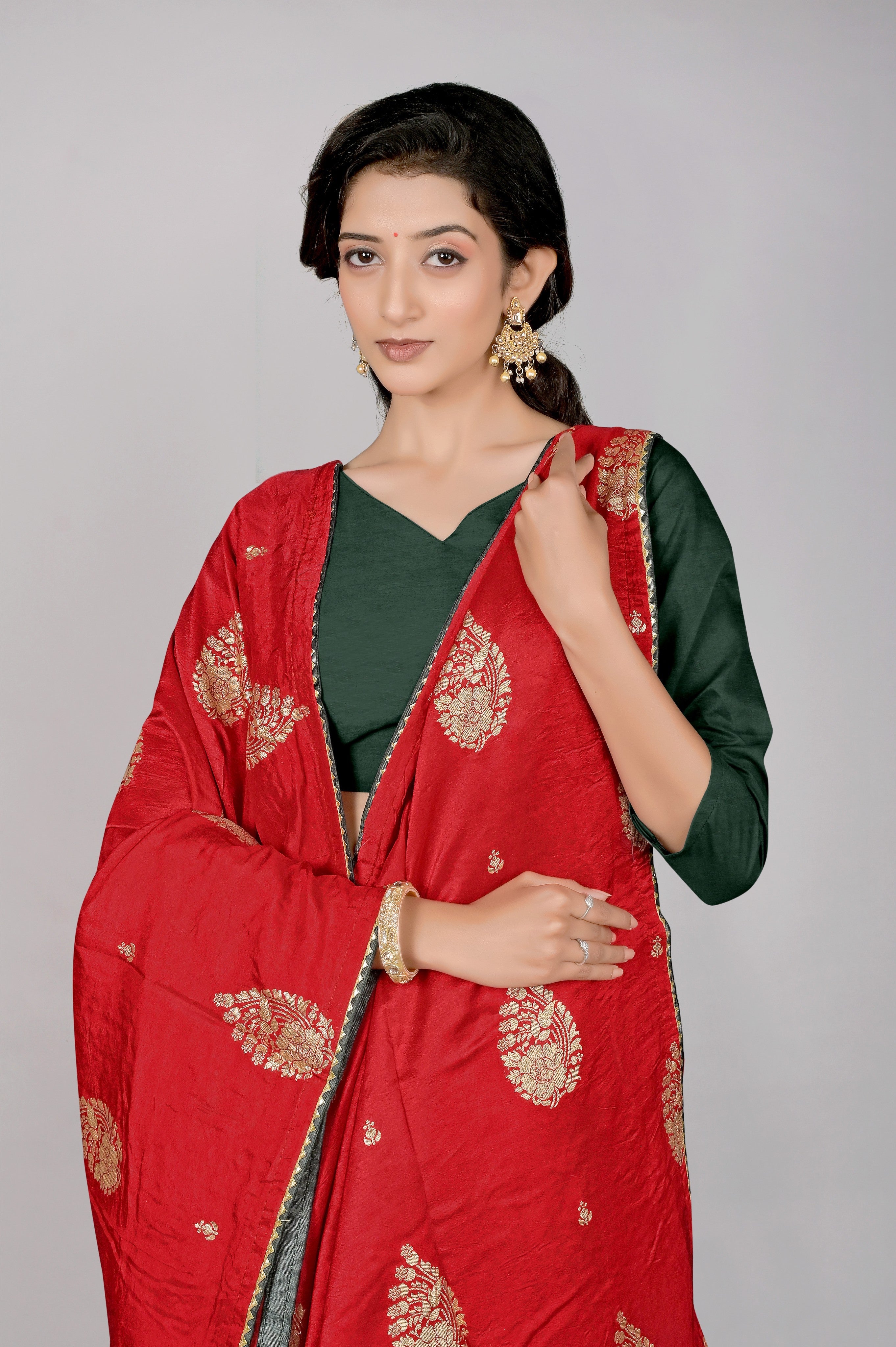 Red Zariwork Dola Silk  Saree - Kajree