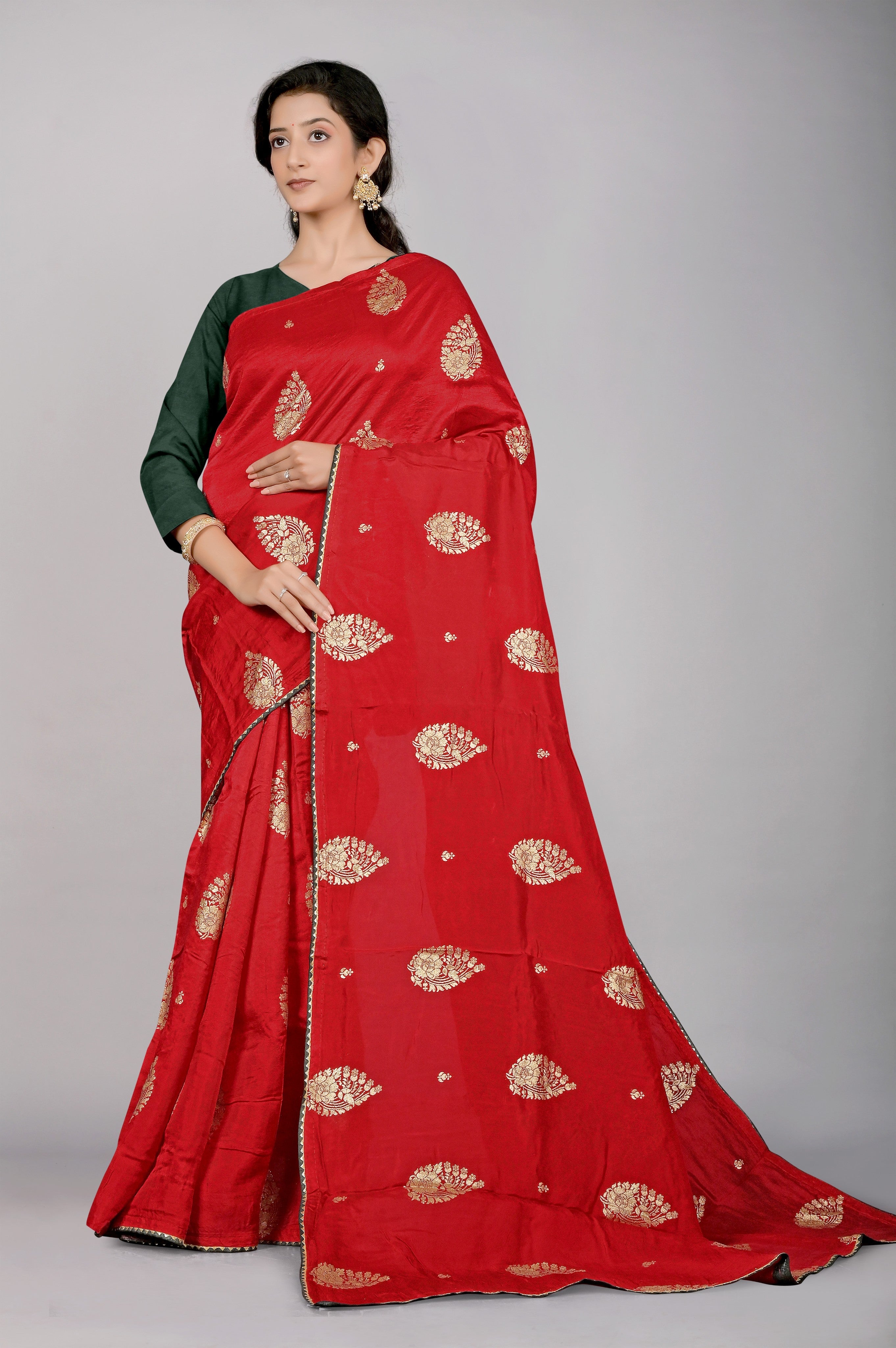 Red Zariwork Dola Silk Saree - Kajree
