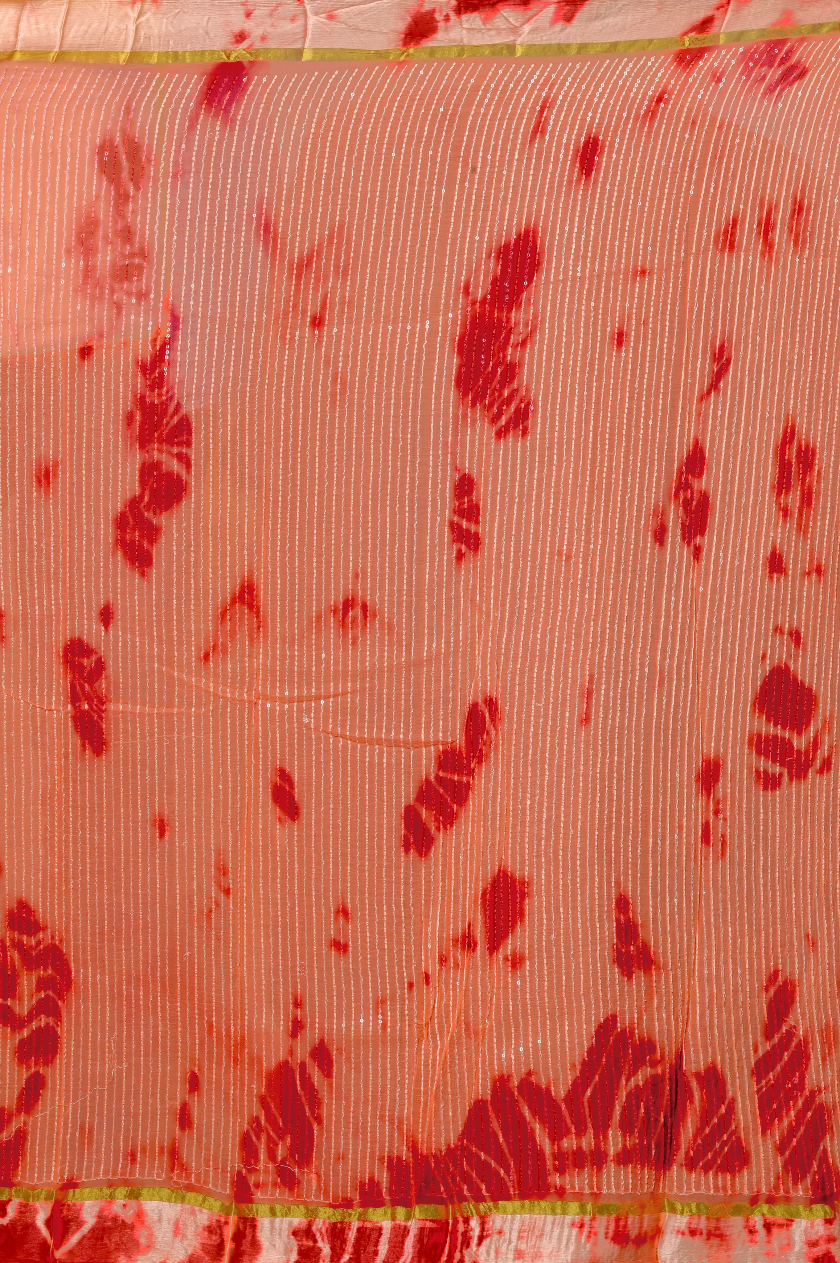 Peach Shibori print Georgette Saree - Kajree