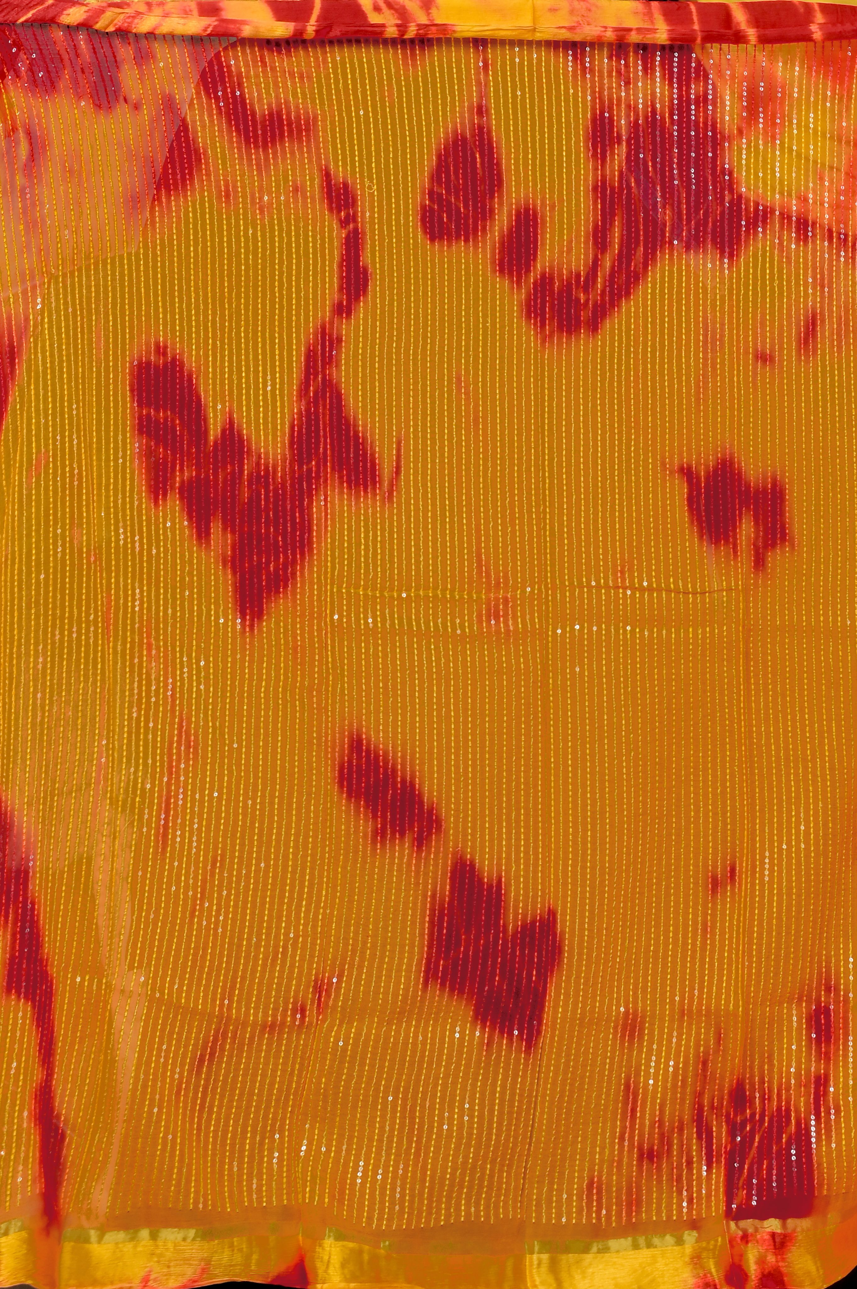 Yellow Shibori print Georgette Saree 