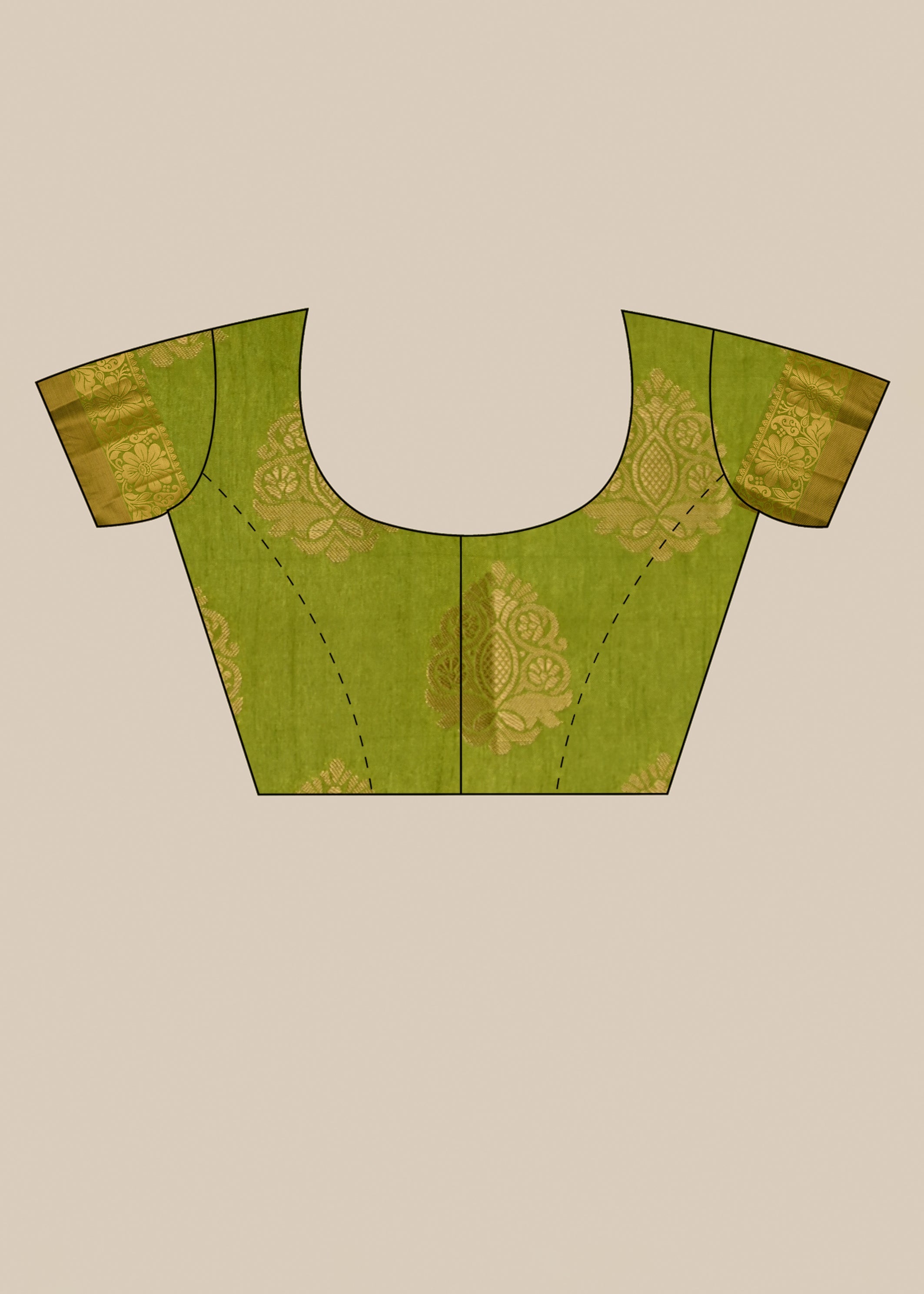 Olive Green Zariwork Raw Silk Saree 