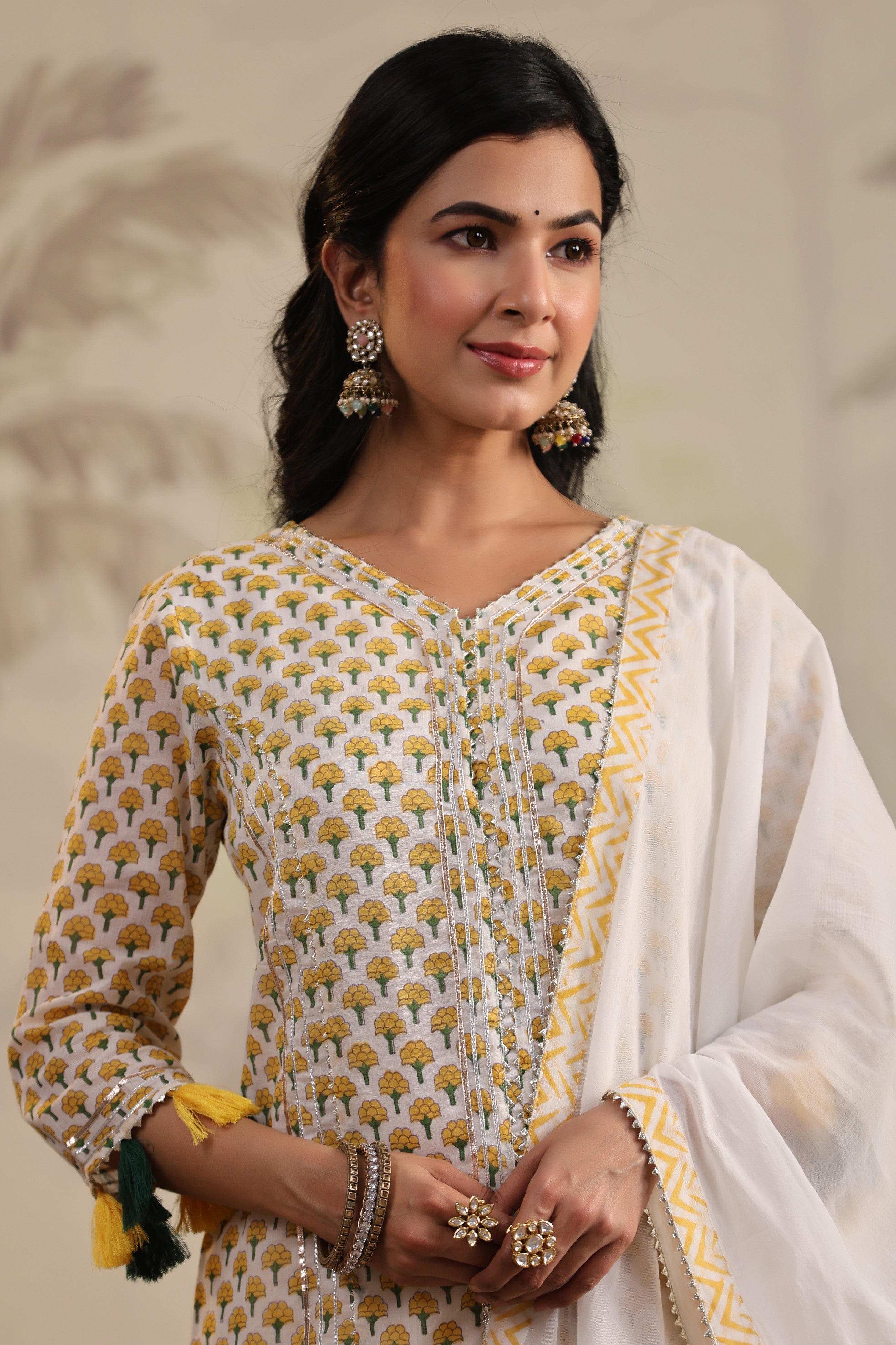 Yellow Gotta Patti Work Cotton Sharara Set 