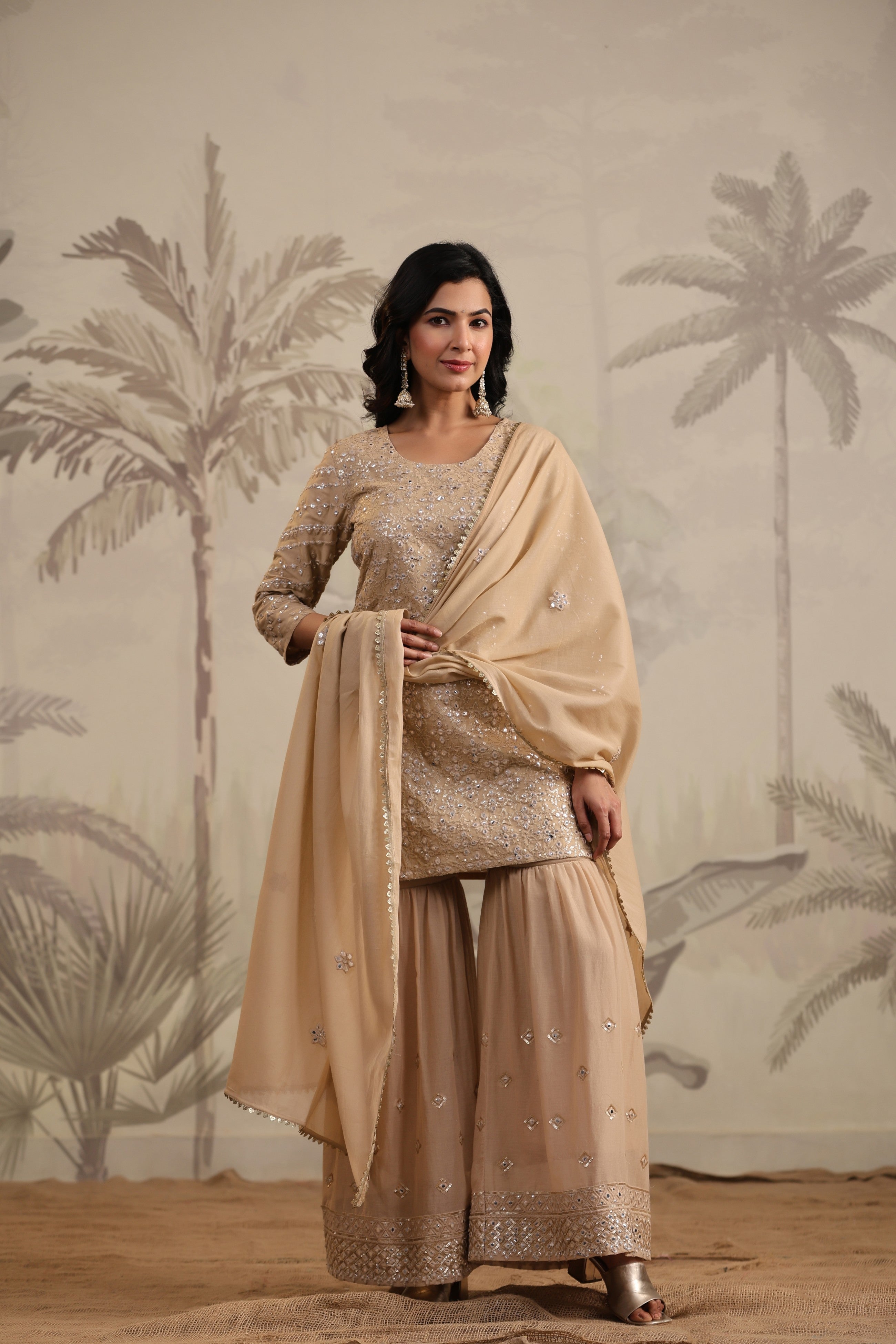 Golden gottapatti work Cotton Kurta Set - Kajree