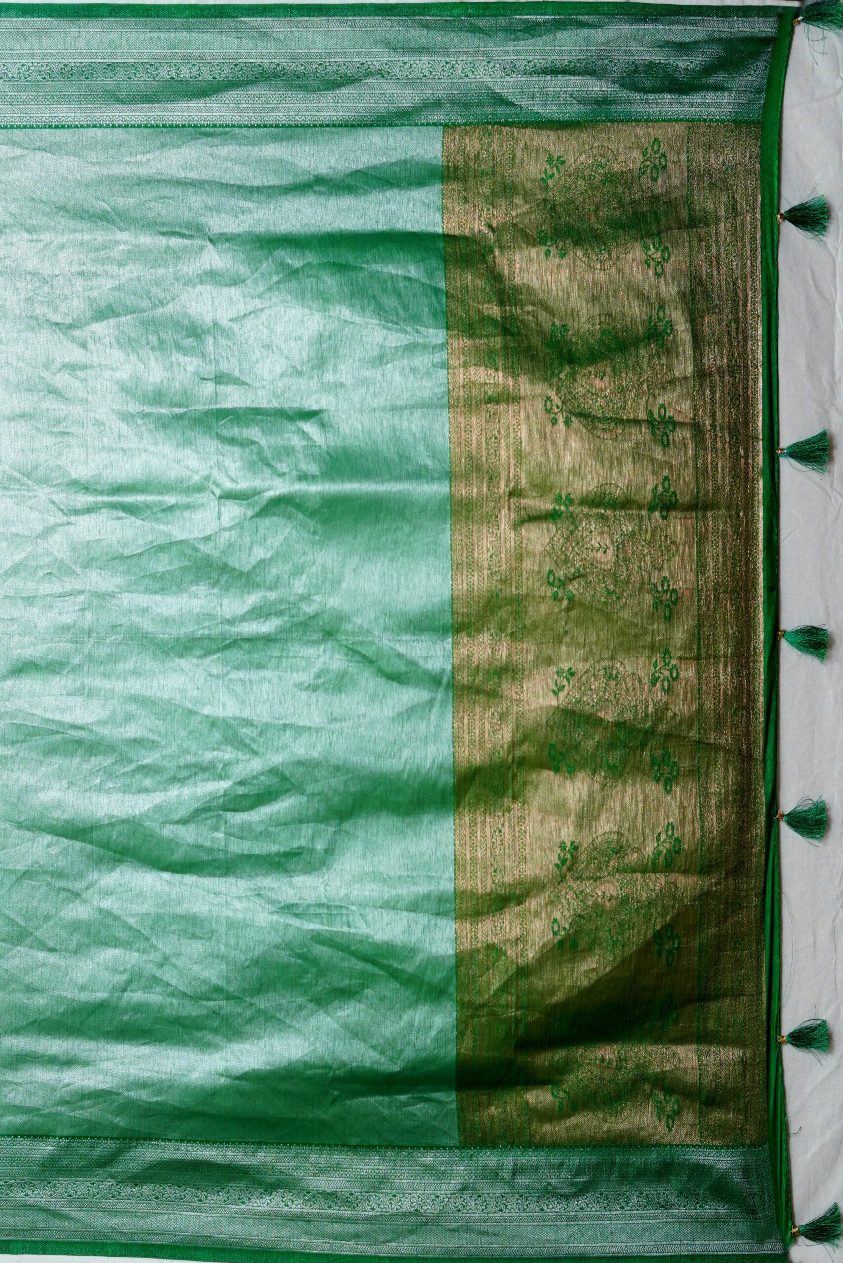 Green Zariwork Tissue Silk Saree - KAJREE