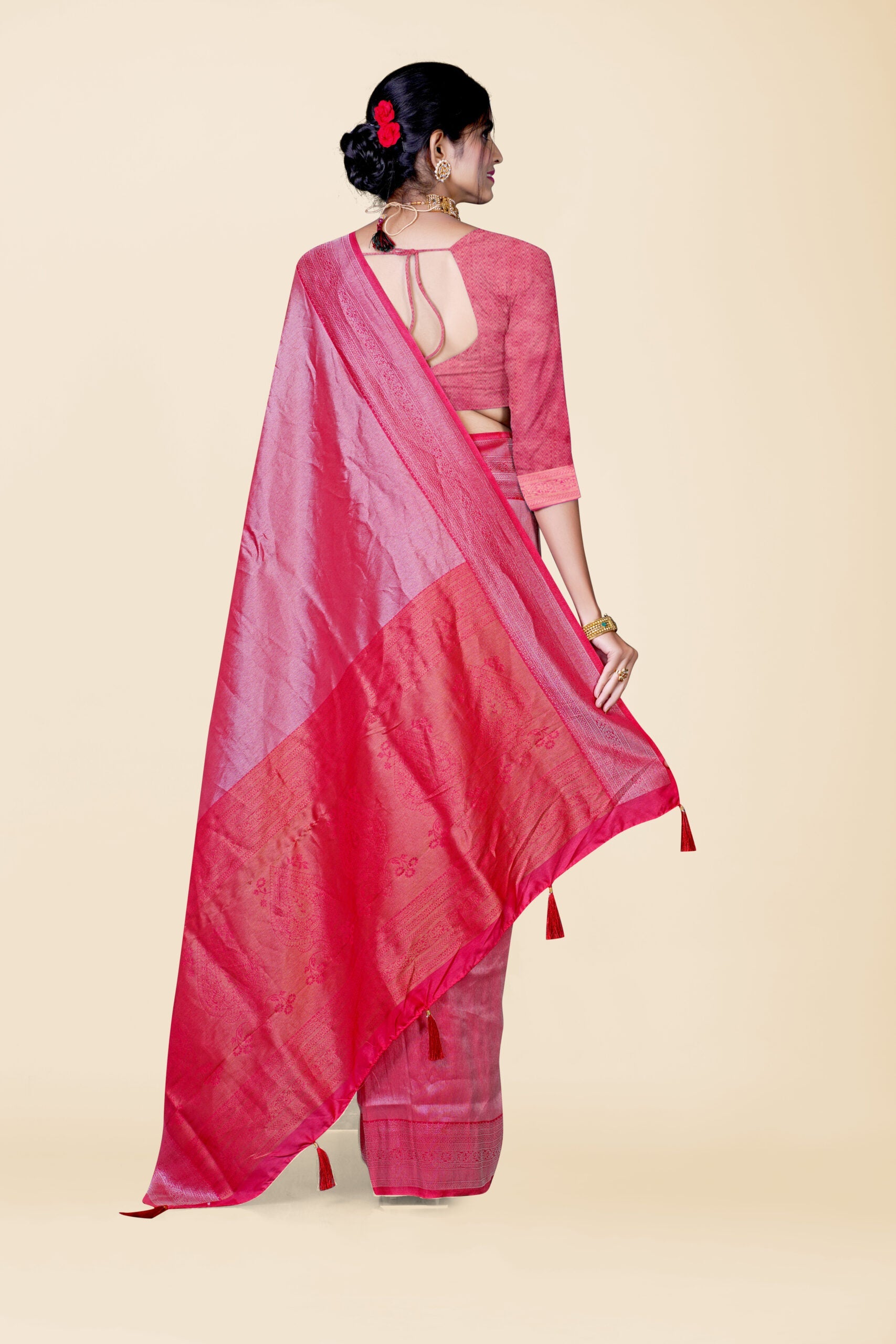 Pink Zariwork Tissue Silk Saree 