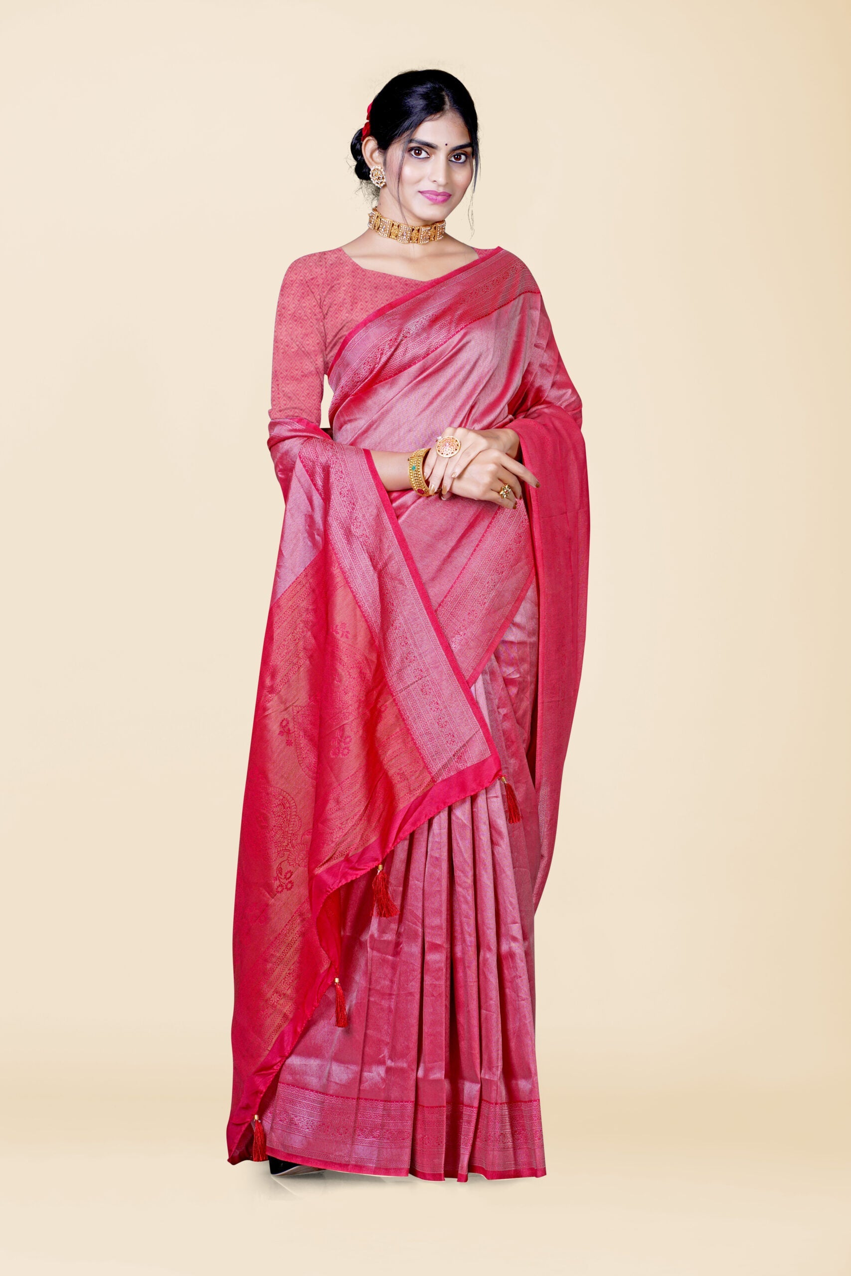 Pink Zariwork Tissue Silk Saree 