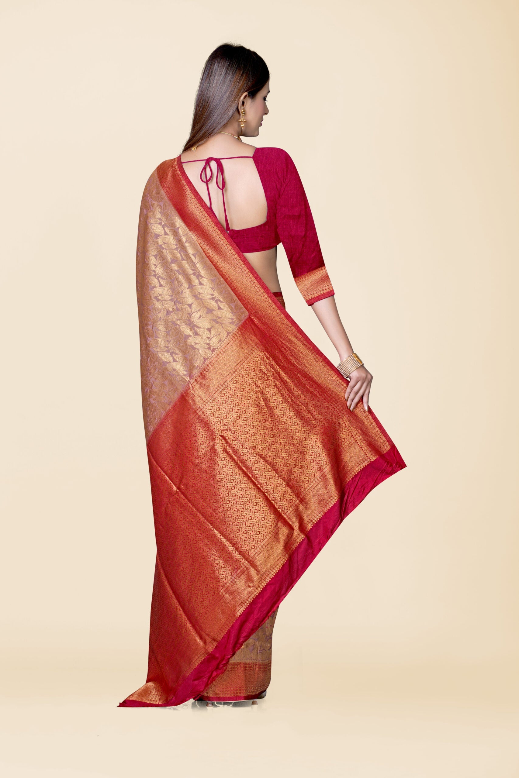 Beige Zariwork Tissue Silk Saree 