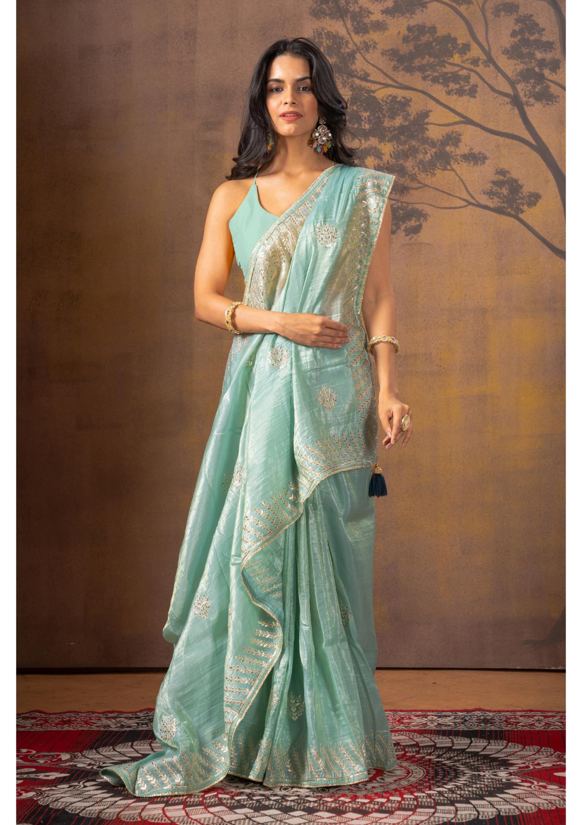 Blue Stonework  Silk Saree - Kajree 