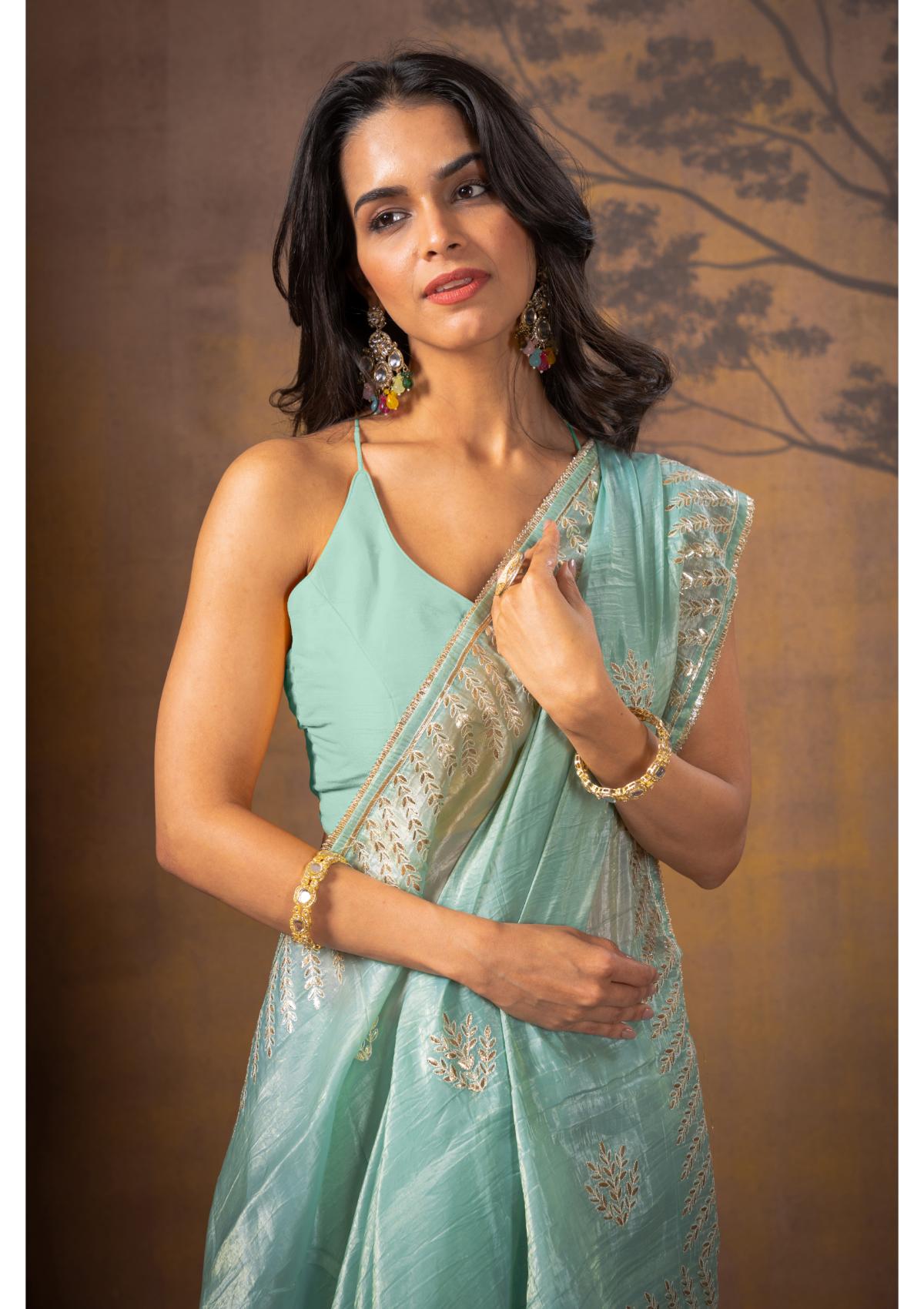 Blue Stonework  Silk Saree - Kajree 