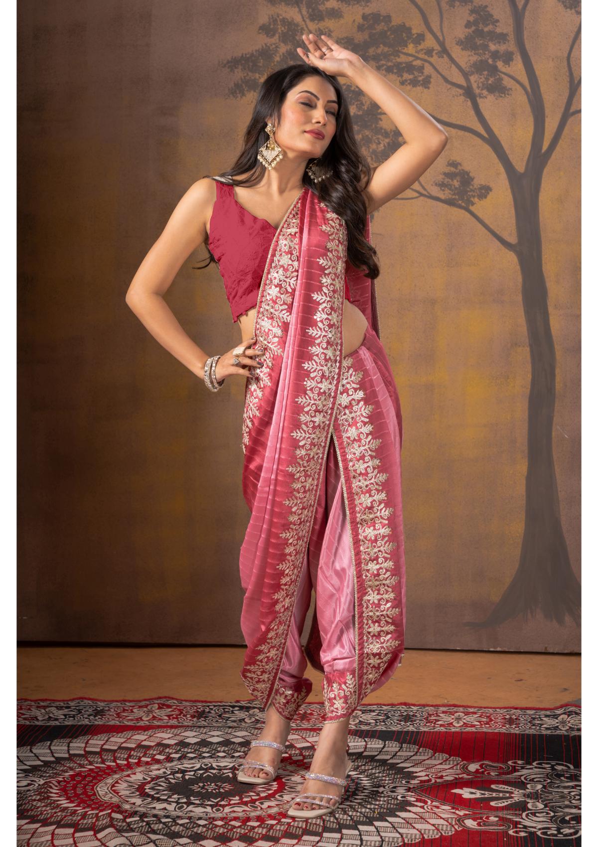 Pink Gottapatti work Silk Saree - Kajree 