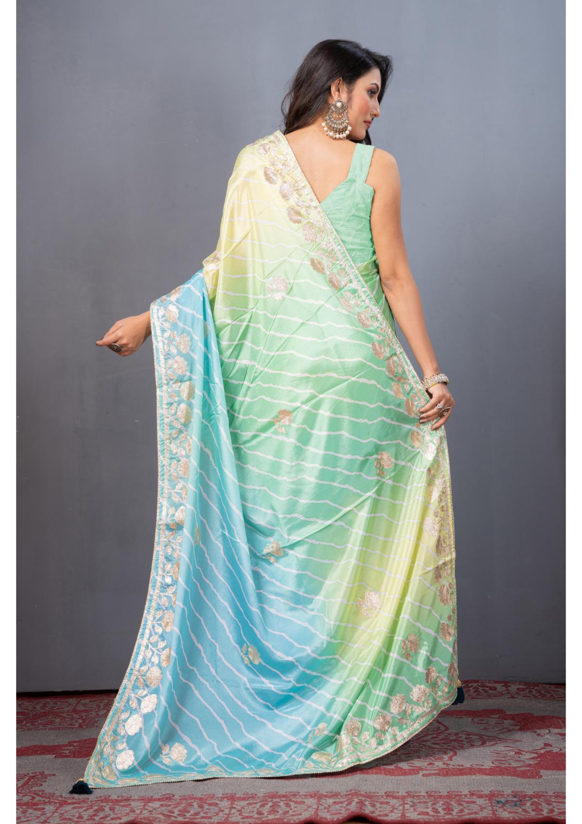 Blue Gottapatti work Silk Saree -Kajree