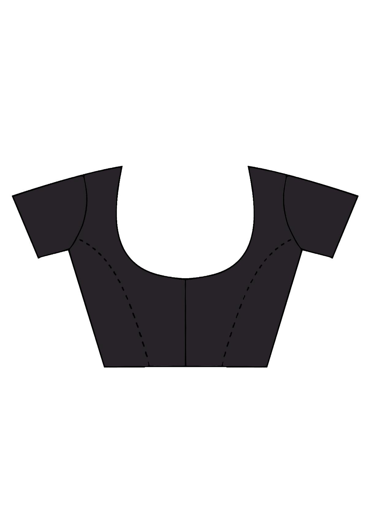 Black Stonework Block Print Satin Saree 