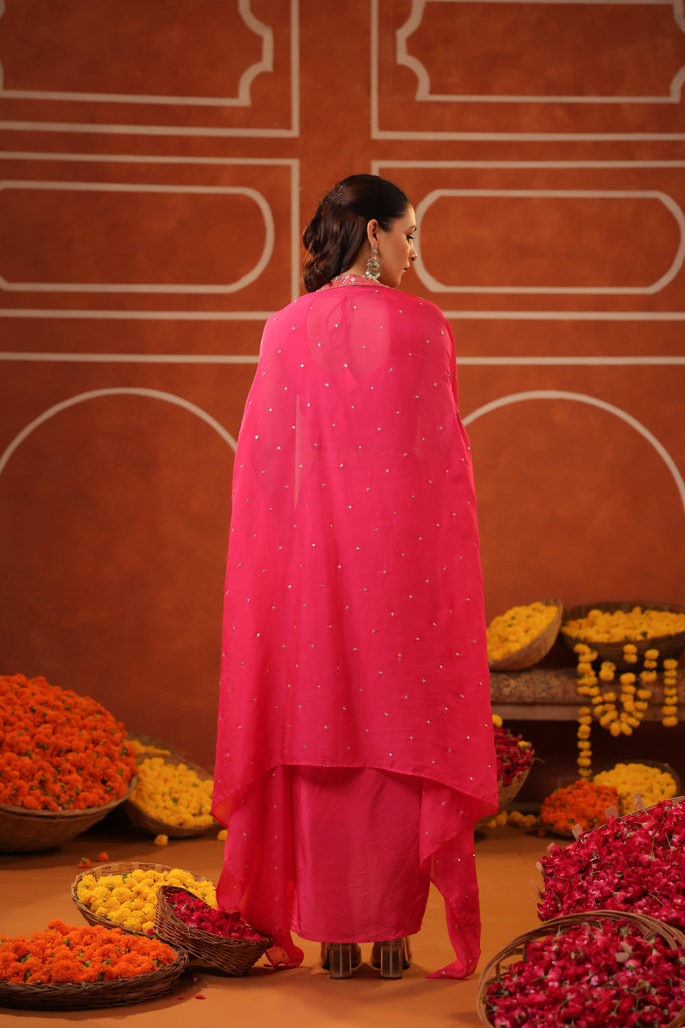 Pink Handwork with Silk Jacket Kaul Set 