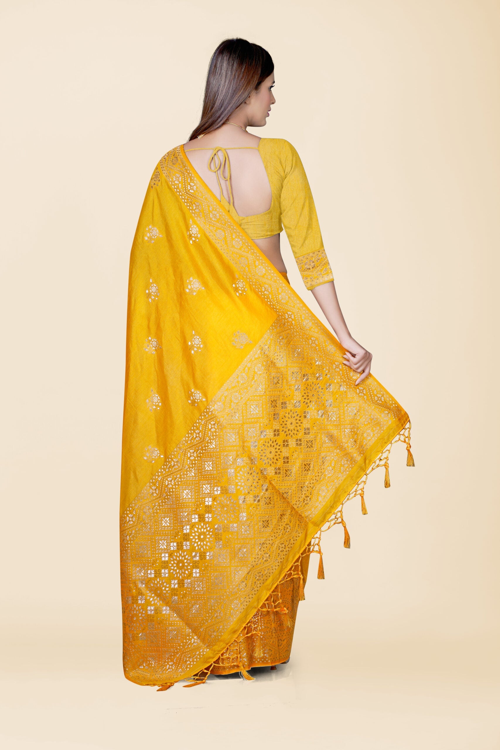 Yellow Zariwork Dola Silk Saree - KAJREE