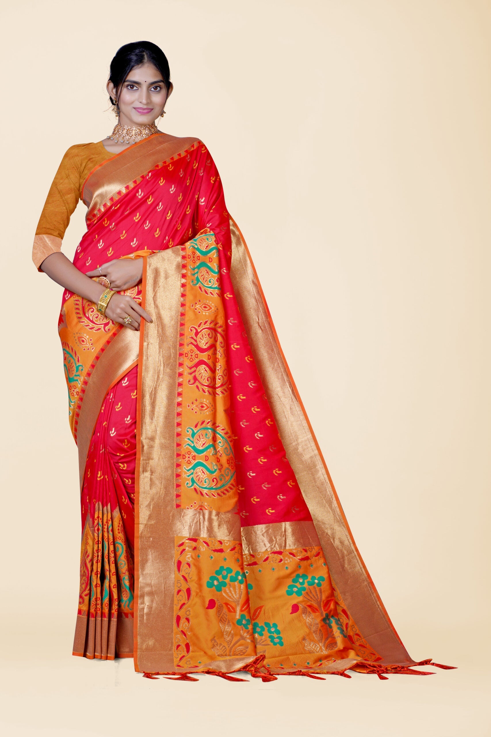 Red Zariwork Patola Soft Silk Saree 