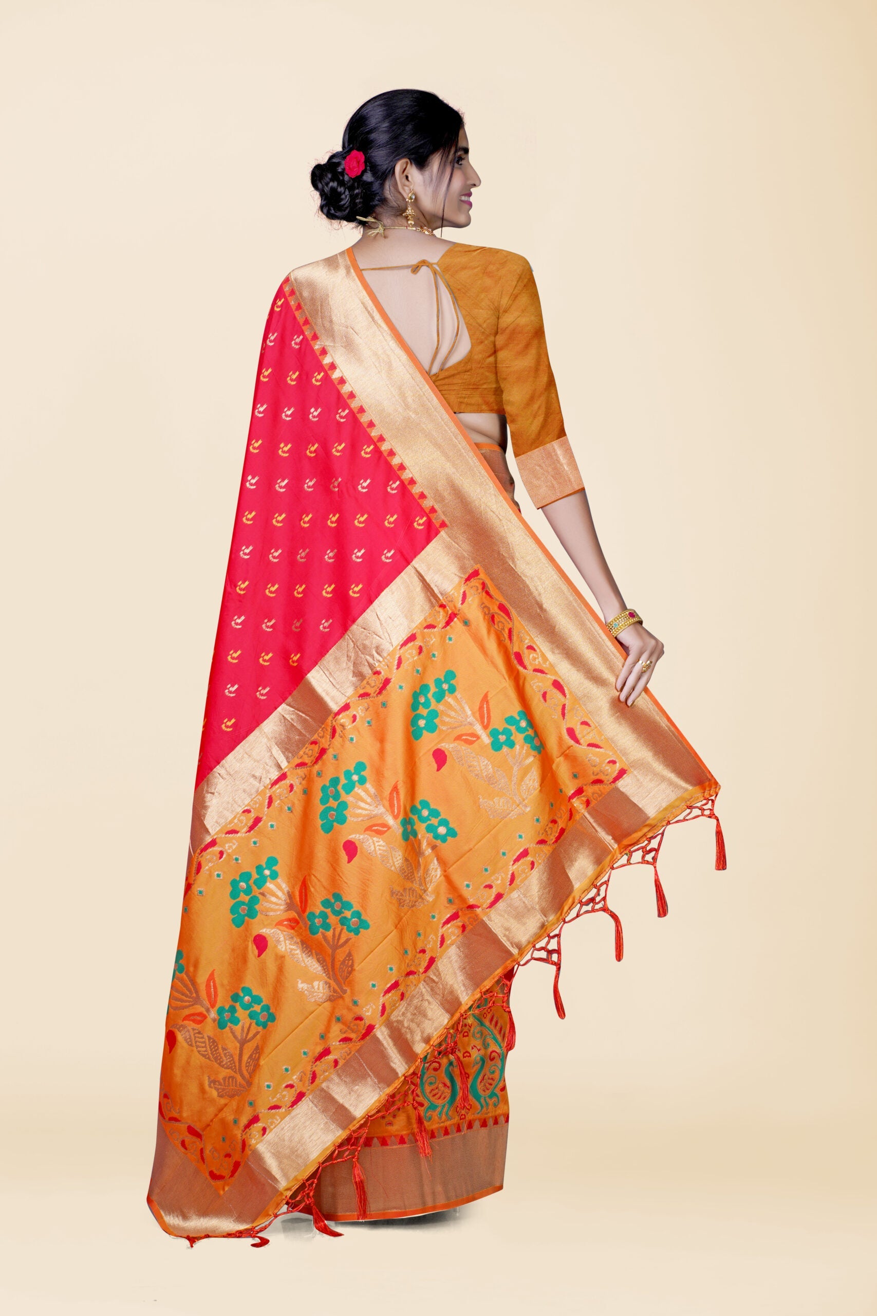 Red Zariwork Patola Soft Silk Saree 