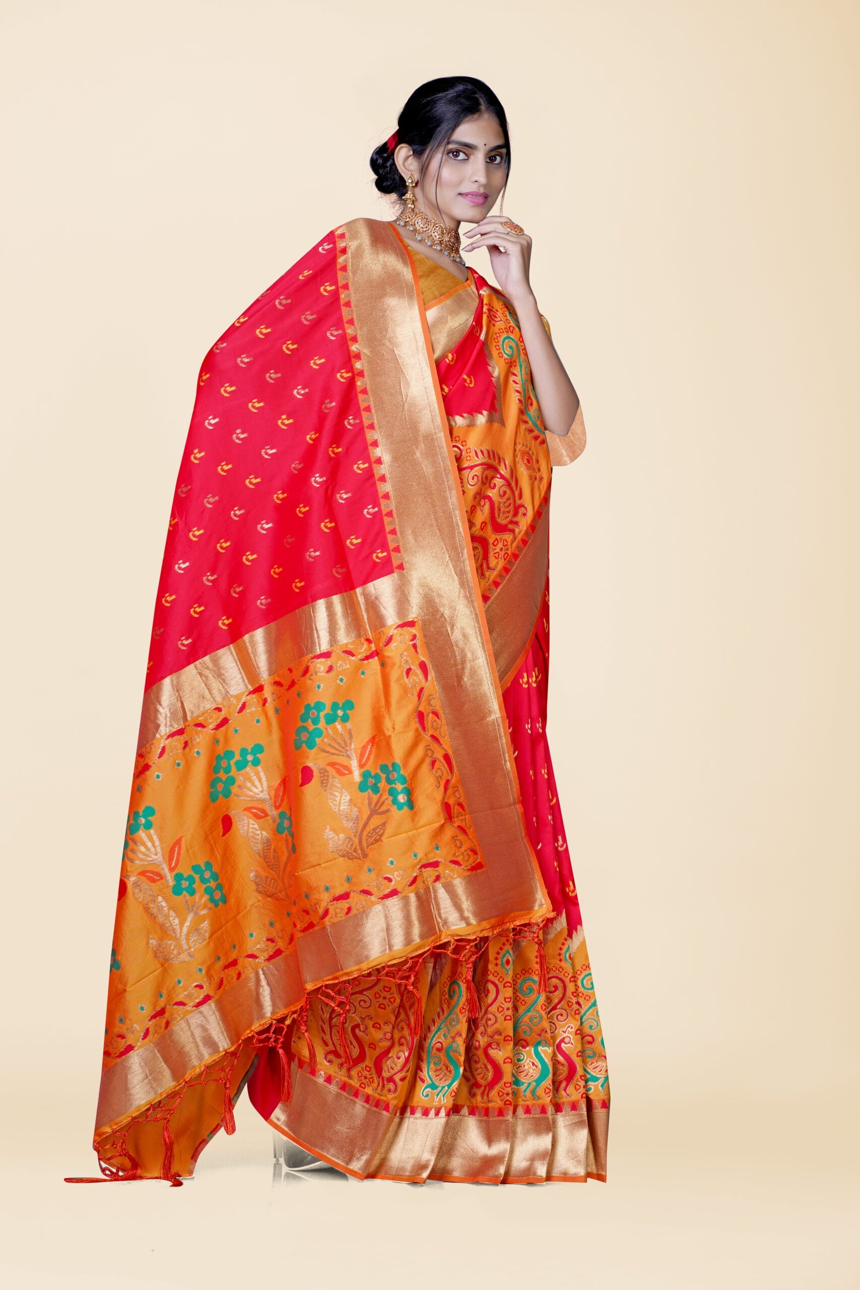 Red Zariwork Patola Soft Silk Saree 