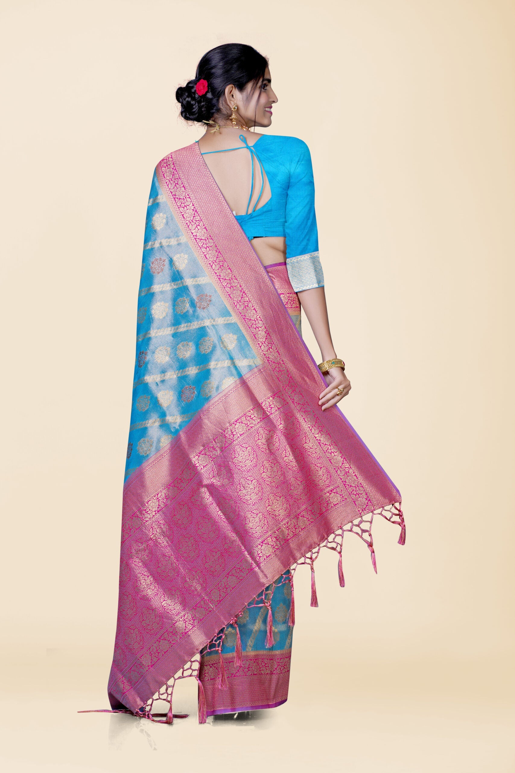 Blue Zariwork Tissue Silk Saree 