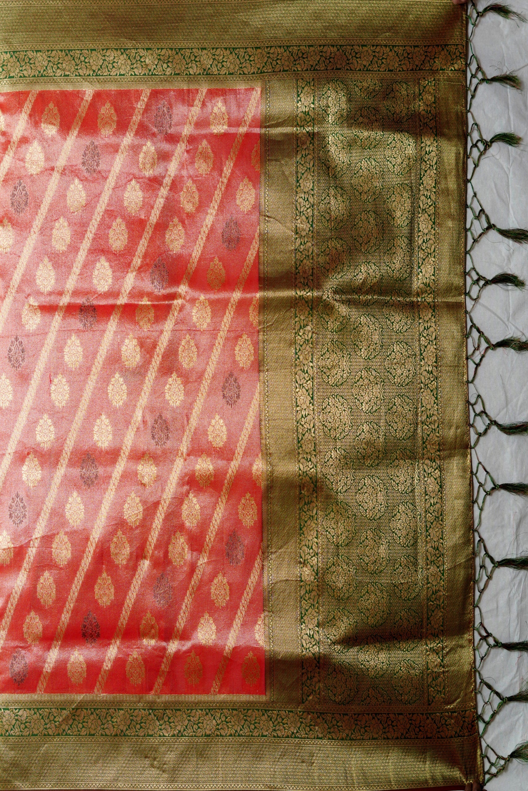 Orange Zariwork Tissue Silk Saree 