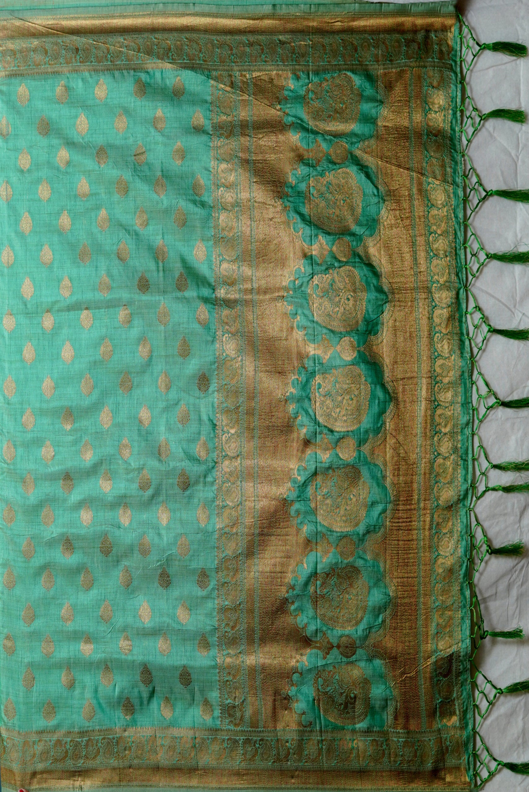 Pista Green Zariwork Raw Silk Saree 