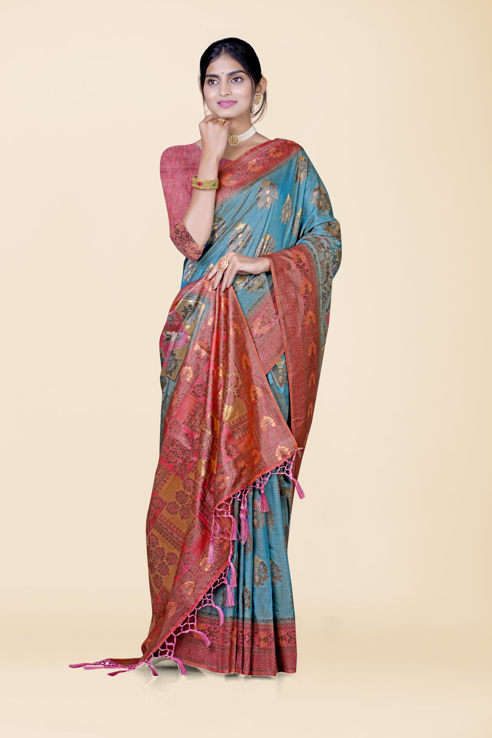 Blue Zariwork Cotton Silk Saree 