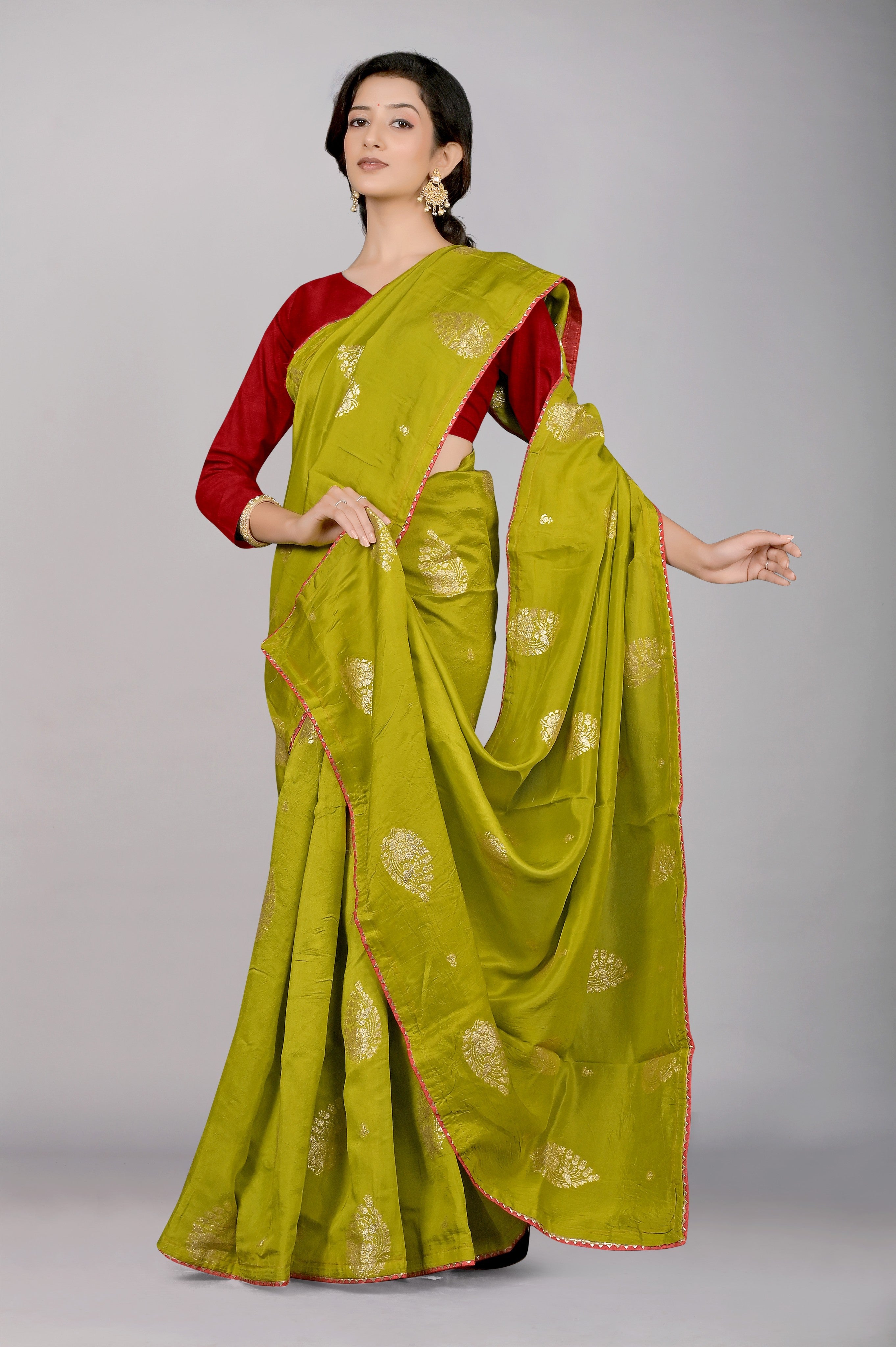 Green Zariwork Chiffon Saree - Kajree