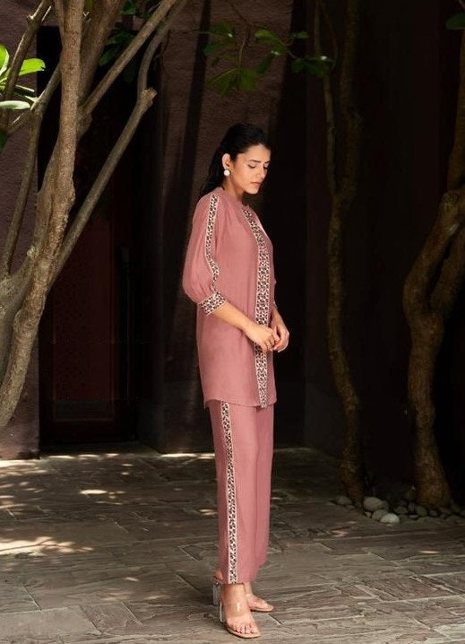 Pink Threadwork Cotton Co-Ord Set - KAJREE