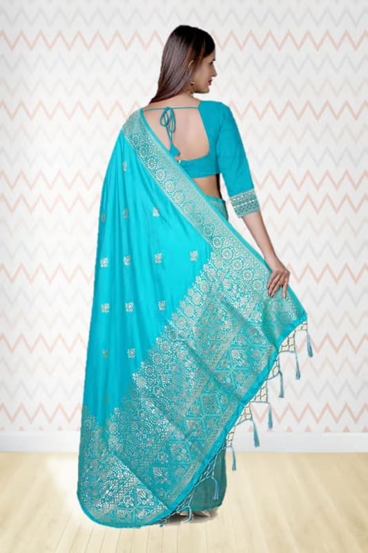 Sea Green Zariwork Dola Silk Saree - KAJREE