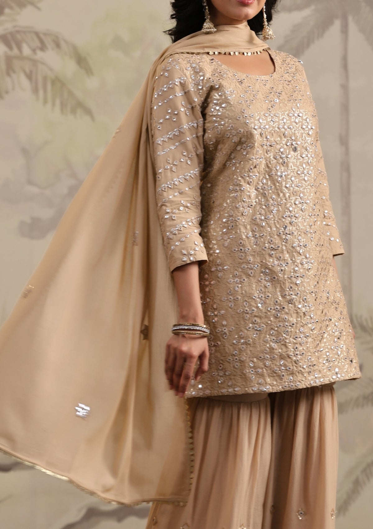 Golden gottapatti work Cotton Kurta Set - Kajree