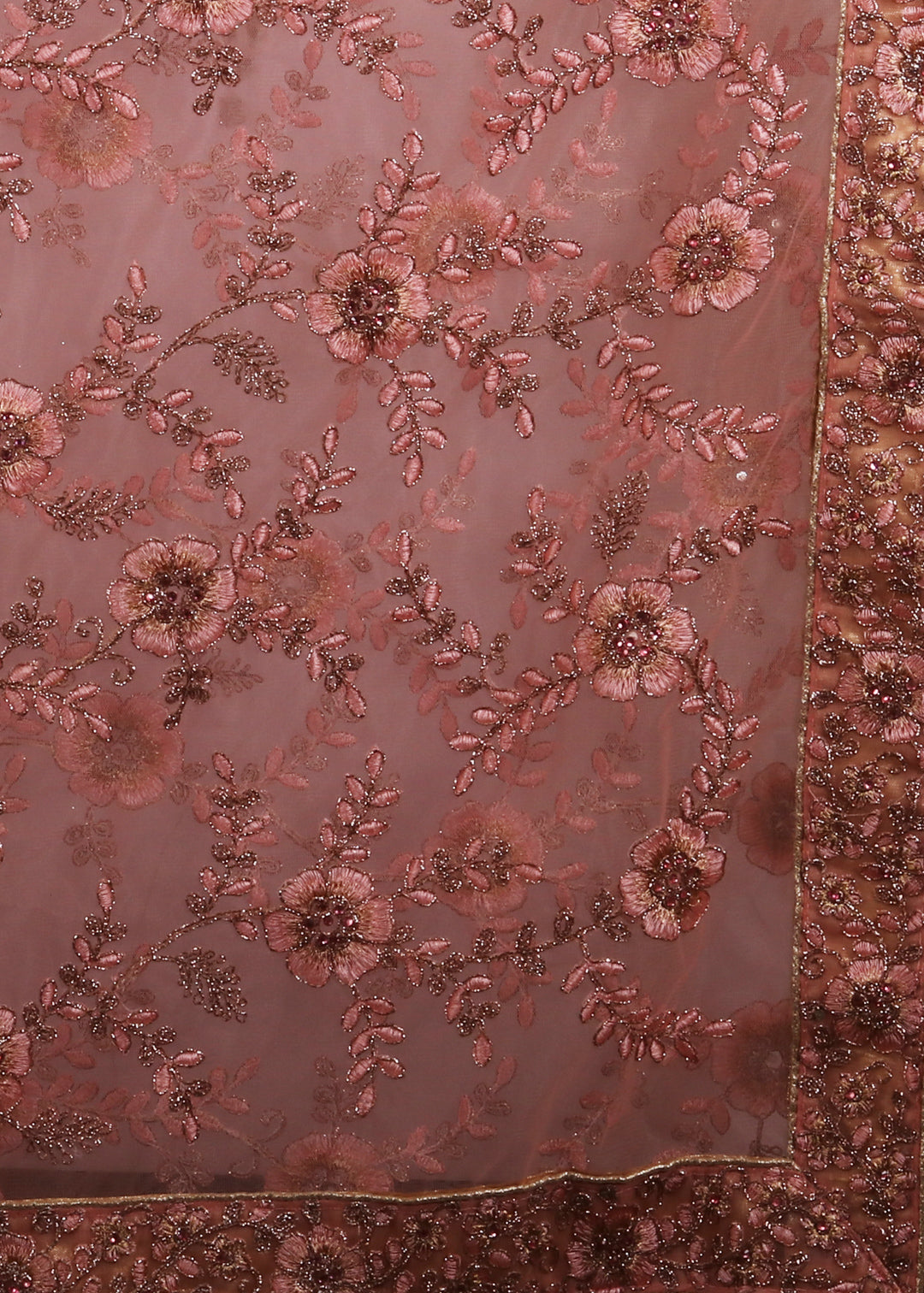 Pink Embroidered Net Saree - KAJREE