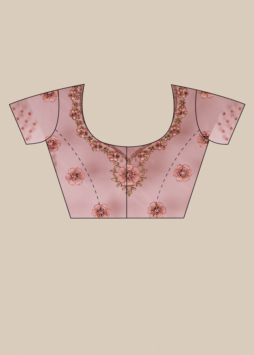 Pink Embroidered Net Saree - KAJREE