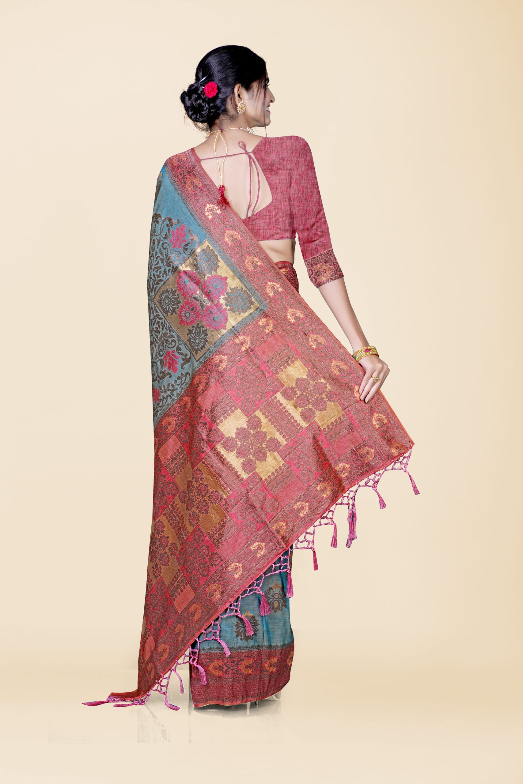 Blue Zariwork Cotton Silk Saree 