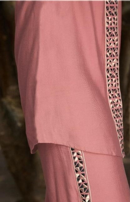 Pink Threadwork Cotton Co-Ord Set - KAJREE