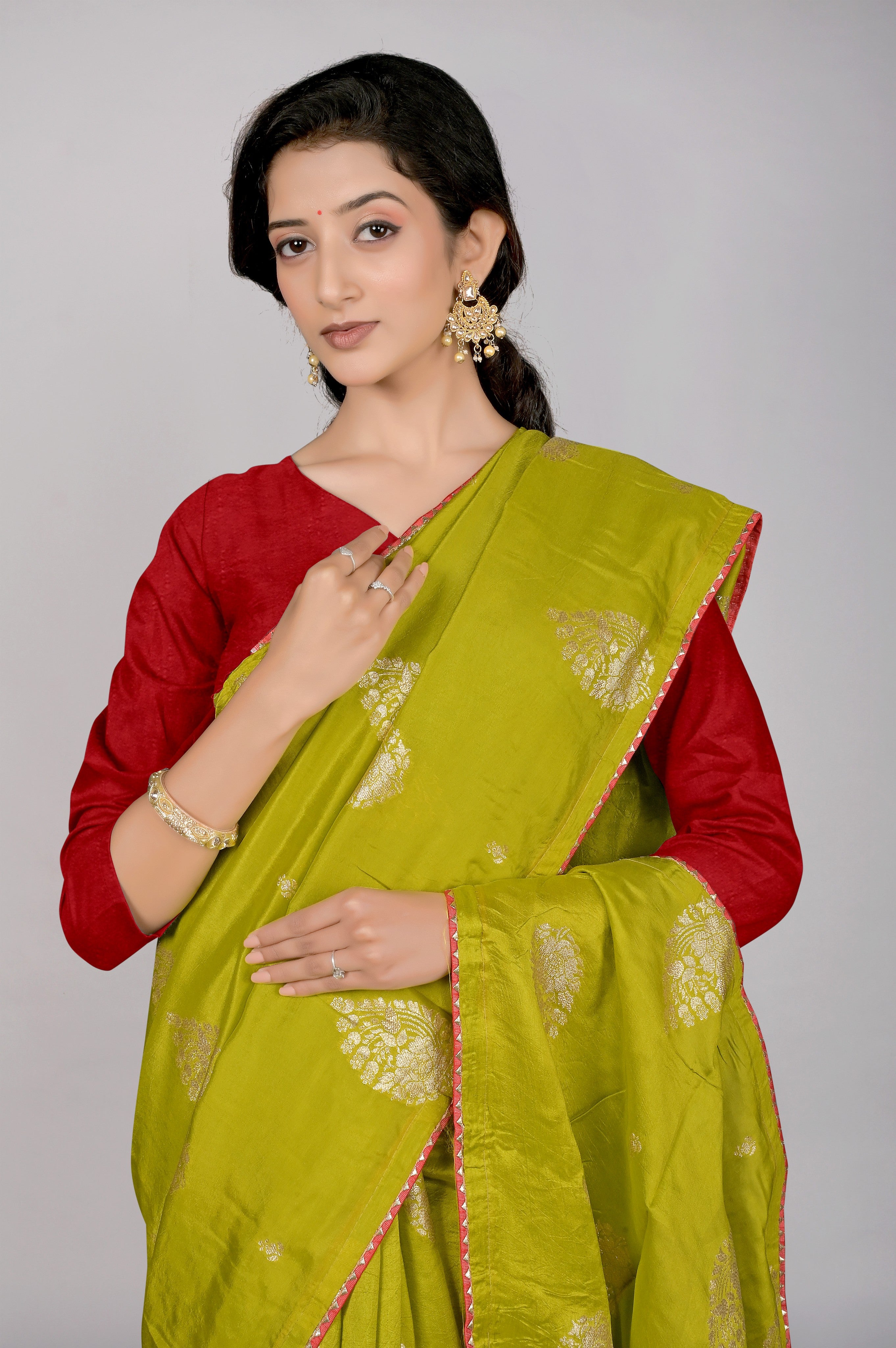 Green Zariwork Chifon Saree - Kajree