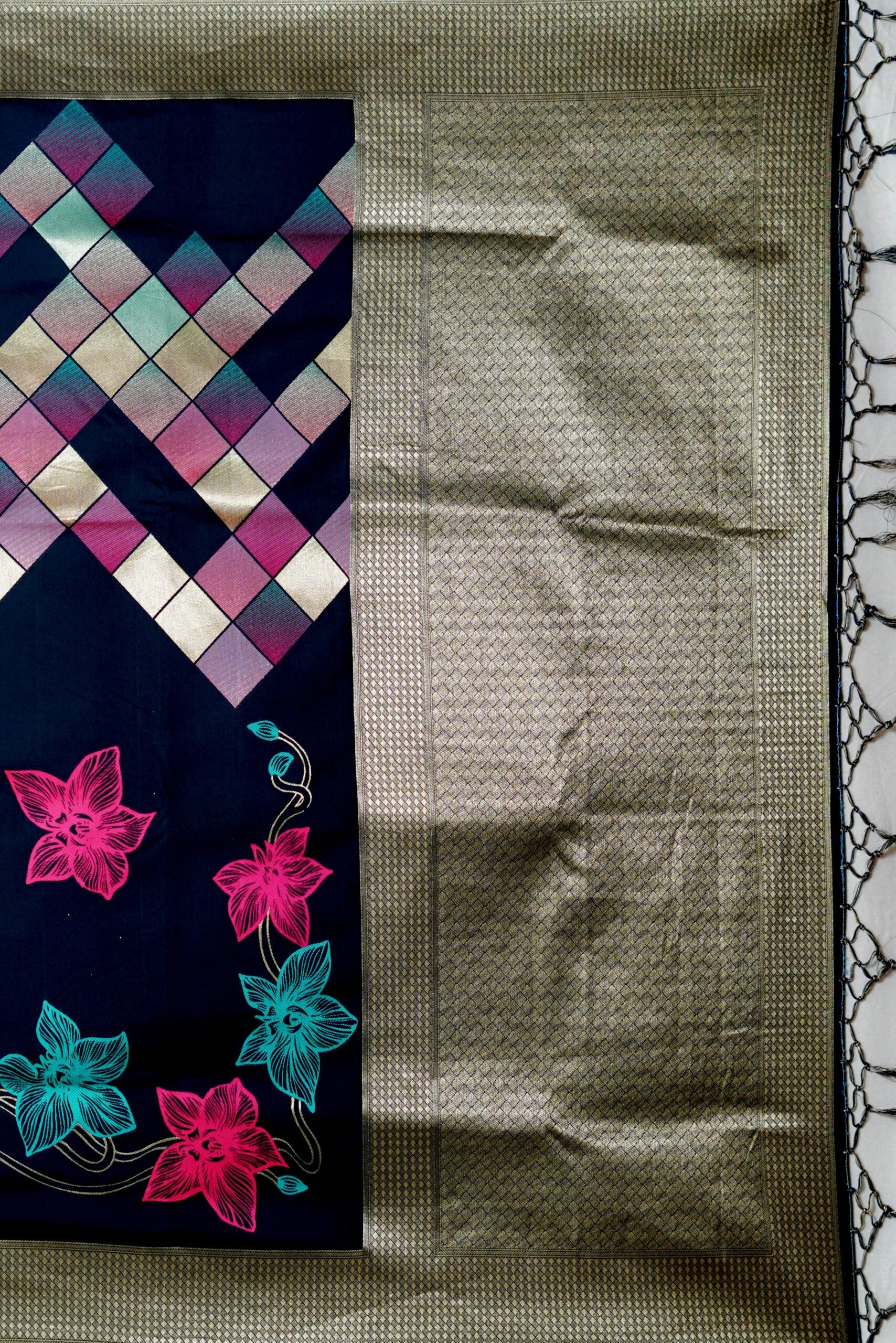 Black Handwoven Brocade Semi Silk Saree 