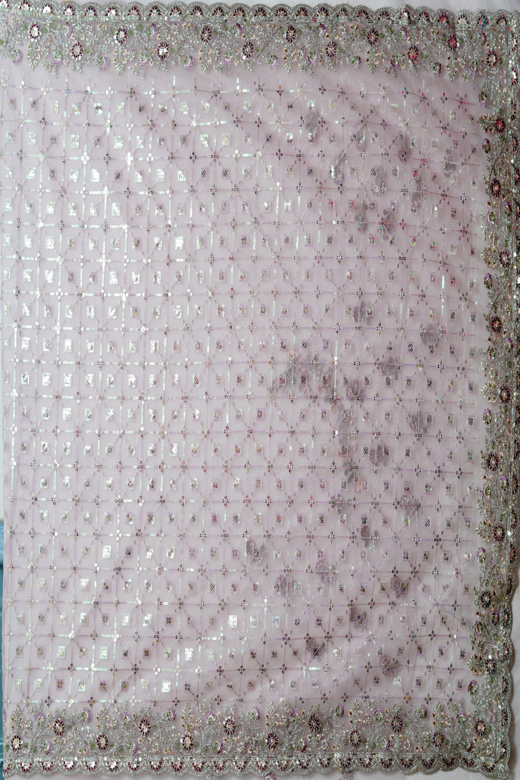 Lavender Stonework Net Saree - KAJREE