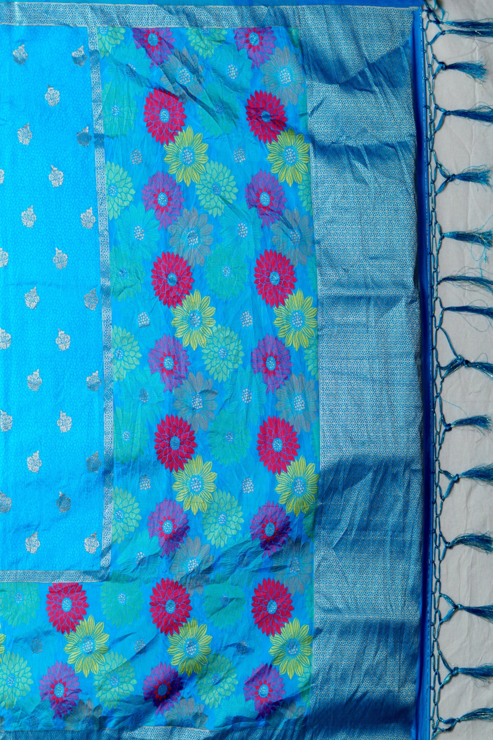 Blue Zariwork Cotton Silk Saree 