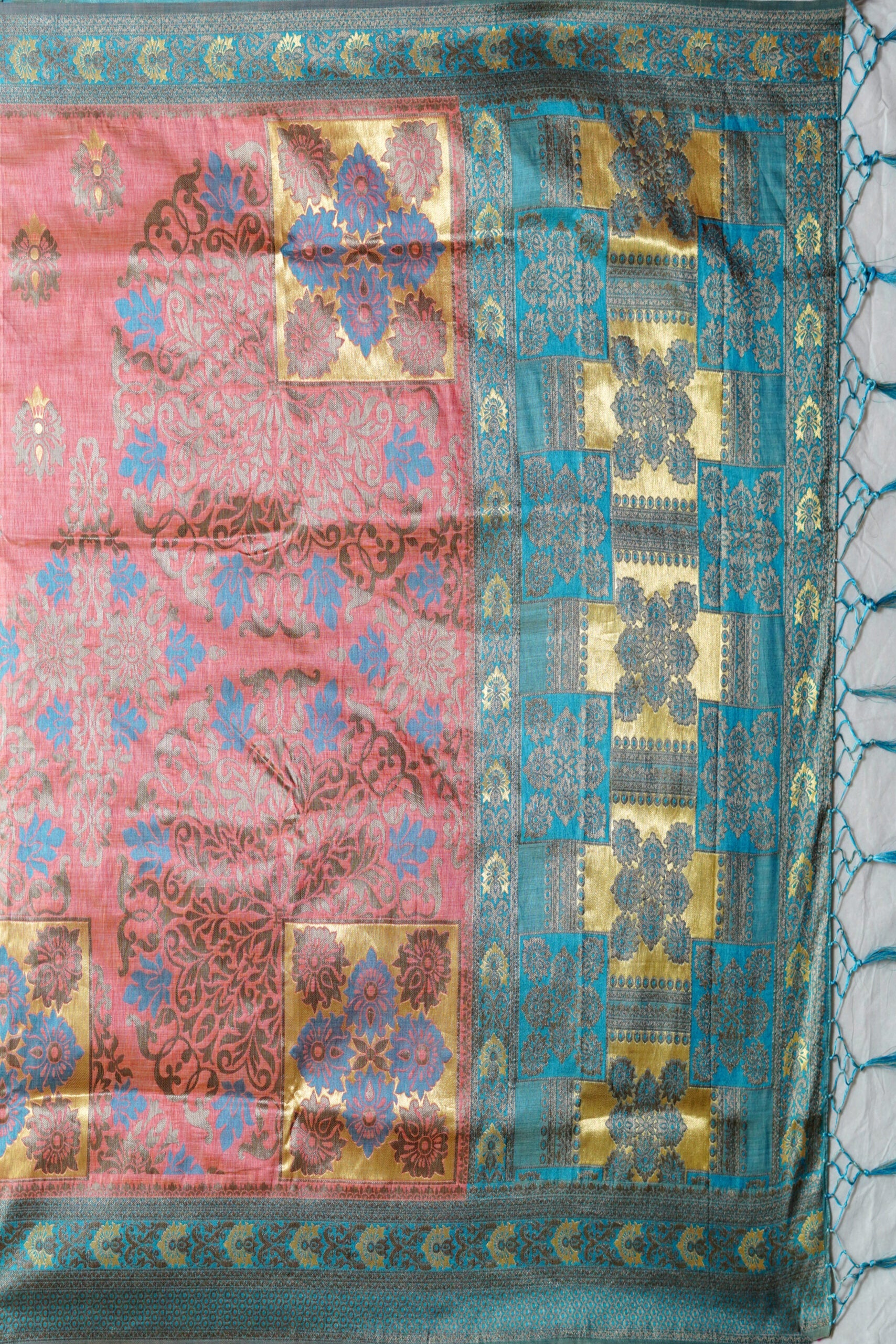 Pink Zaroworlk  Semi Silk Saree 