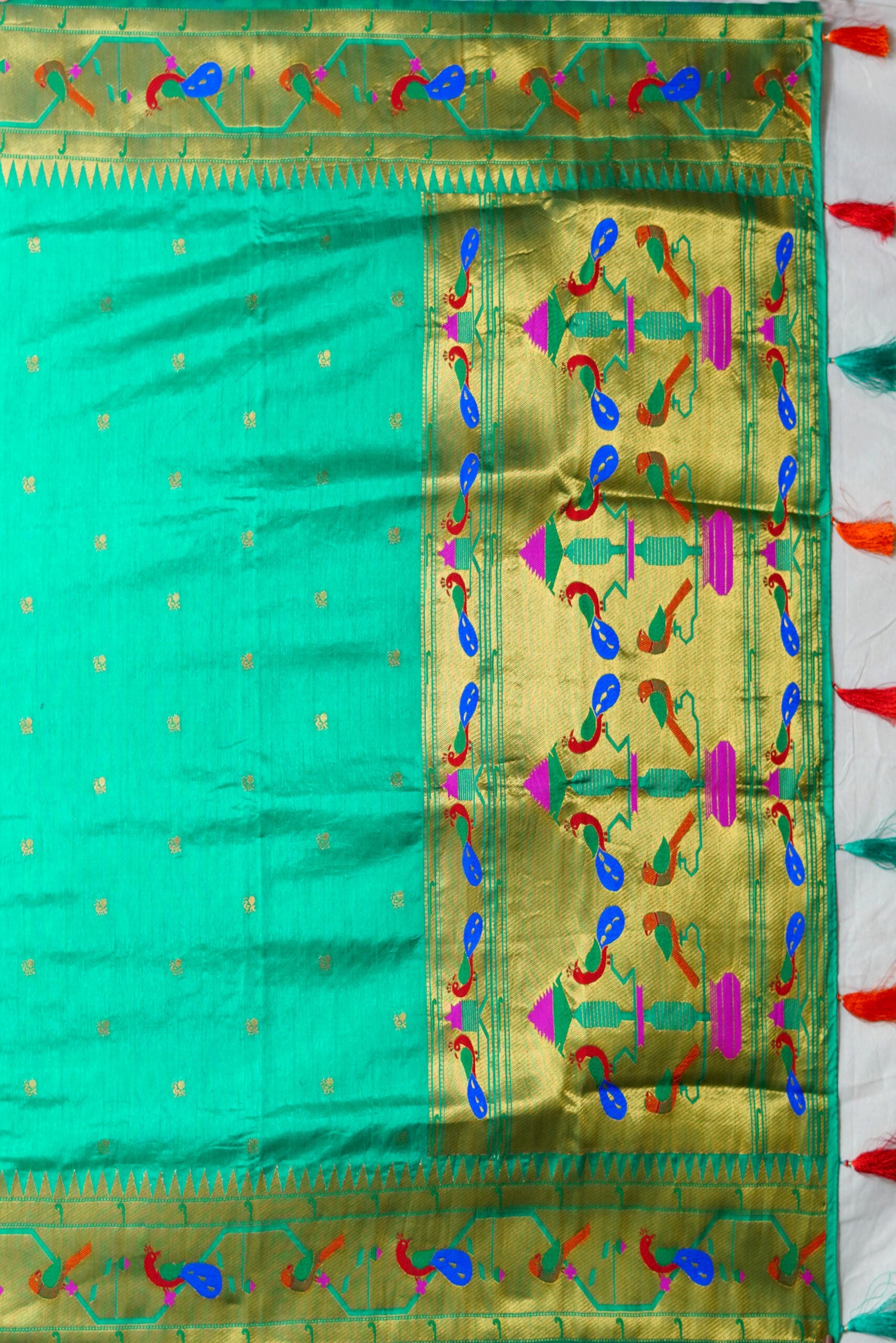 Green Zariwork Paithani Silk Saree - KAJREE