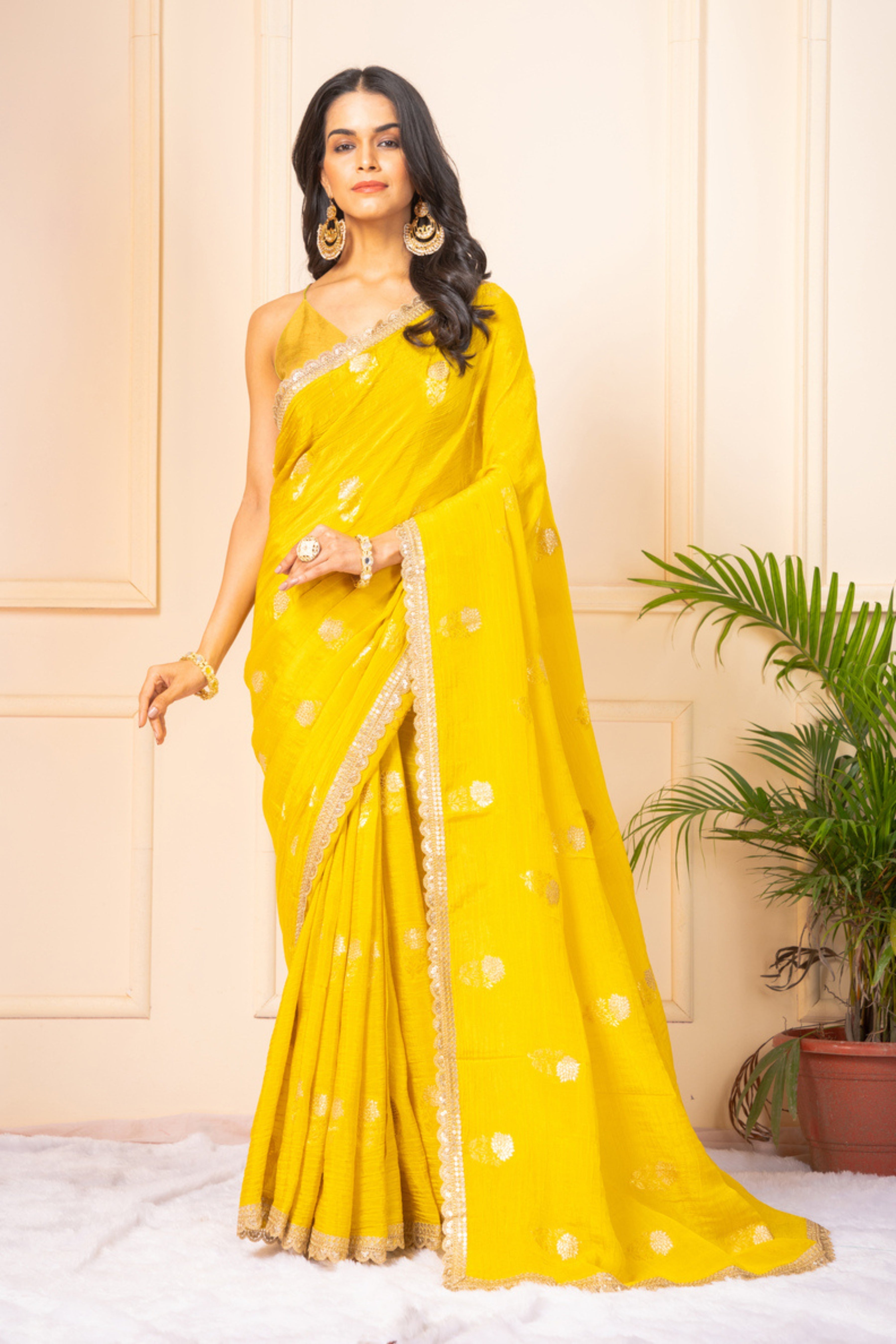Yellow Zariwork Pure Silk Saree 