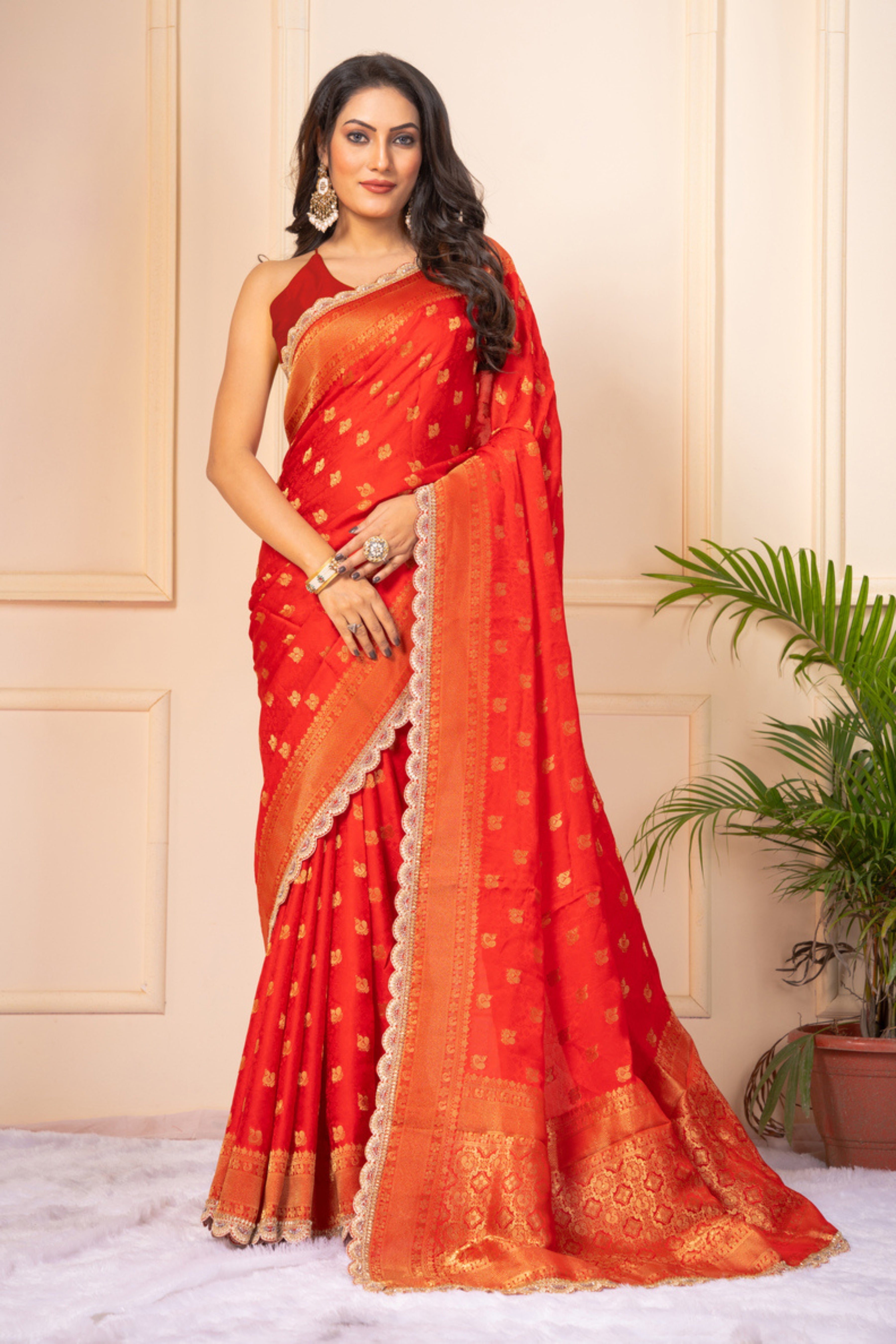 Red Zariwork Pure Silk Saree 