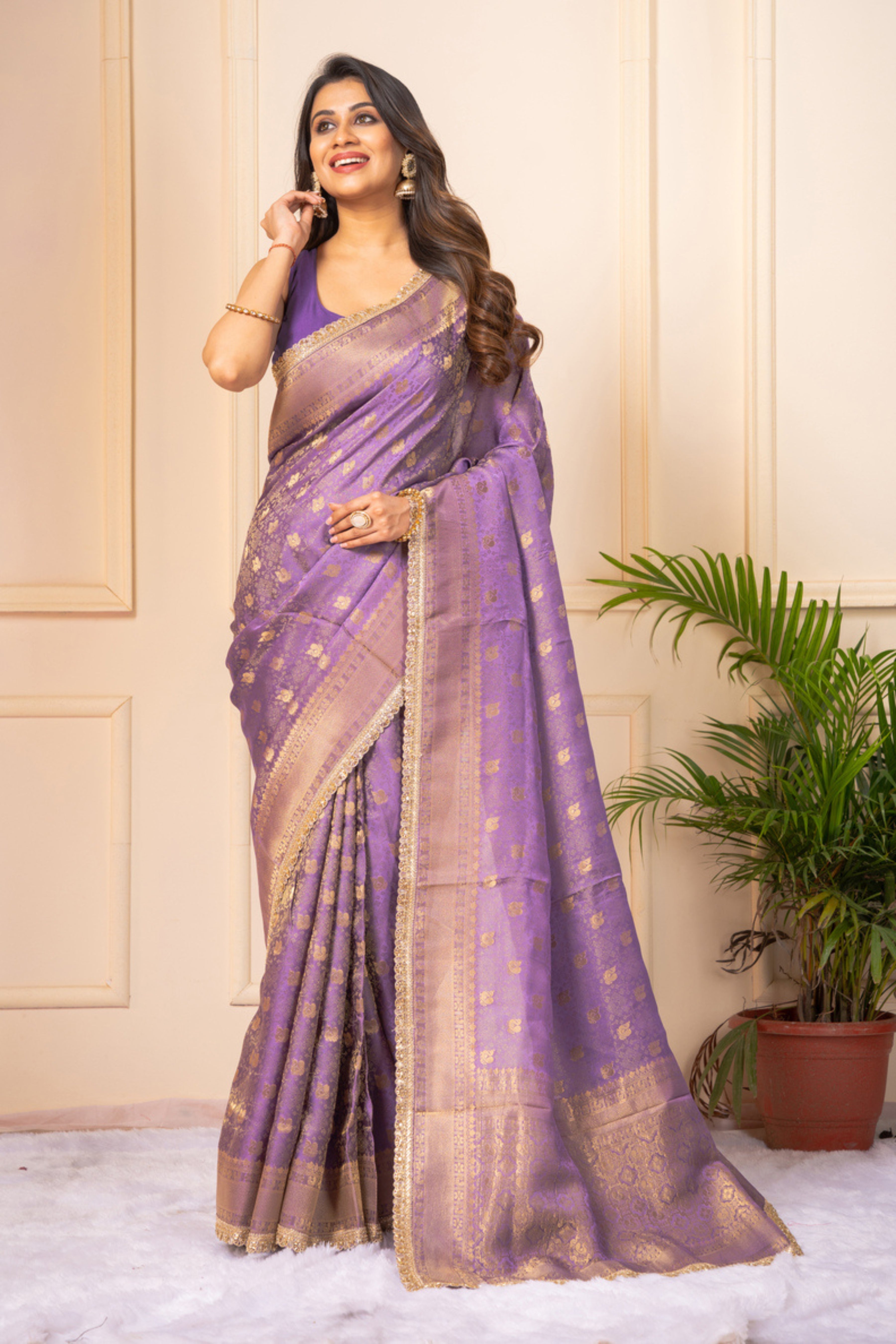 Lavender Pure Silk Saree -Kajree 