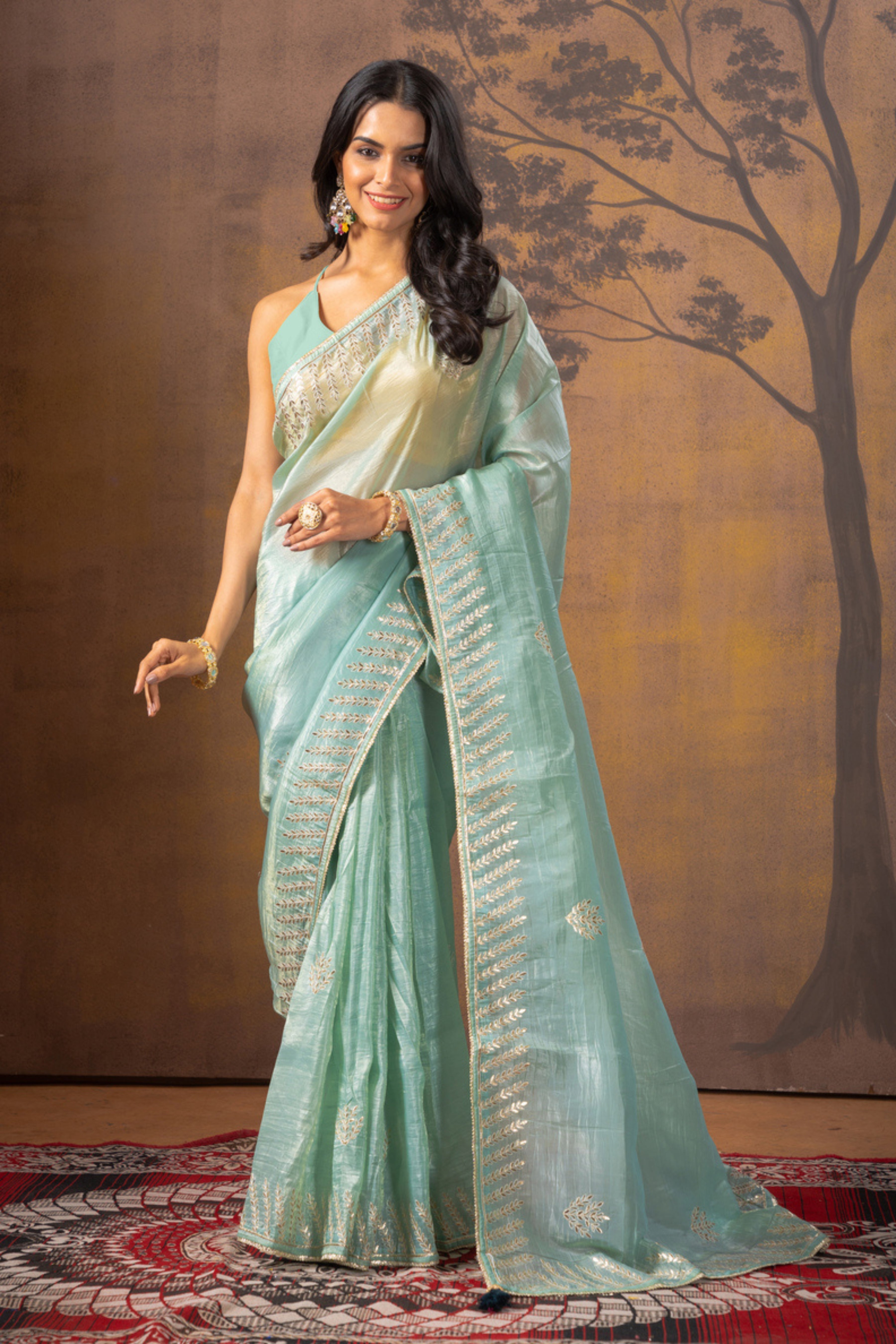 Blue Stonework  Silk Saree - Kajree 